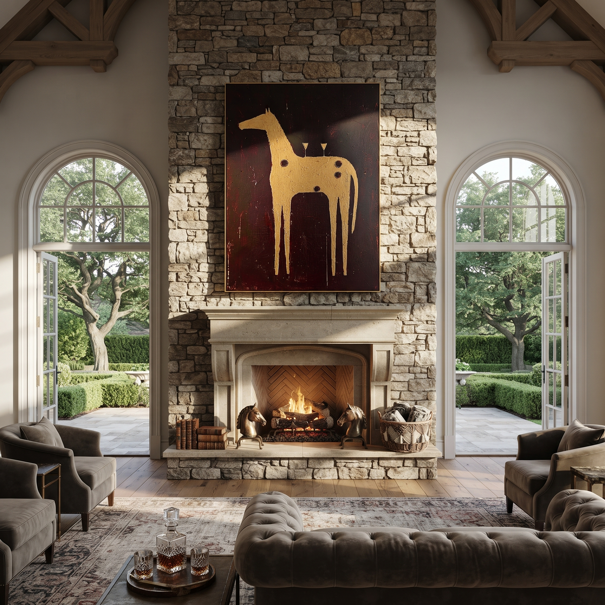 Three Glasses Crown Gold presented as a colorful interior focal point