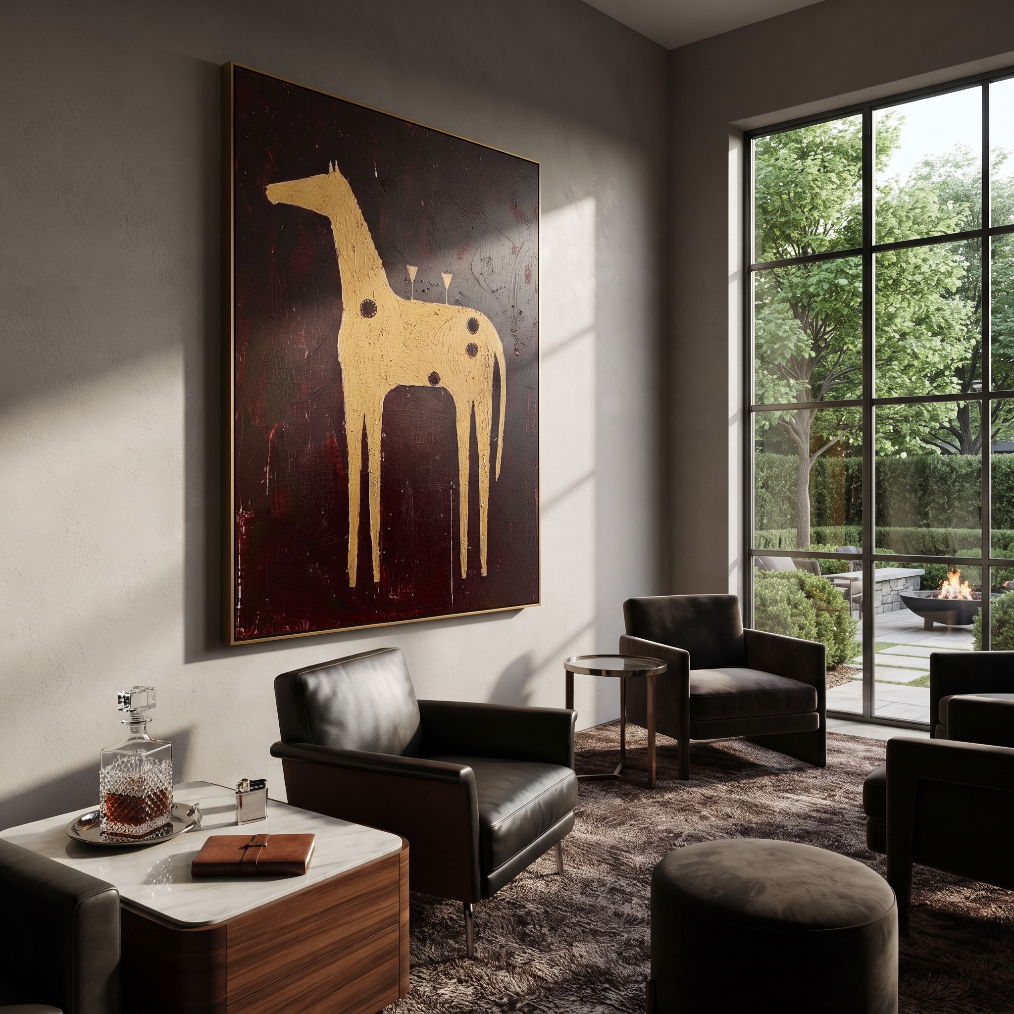 Three Glasses Crown Gold displayed in a layered residential setting