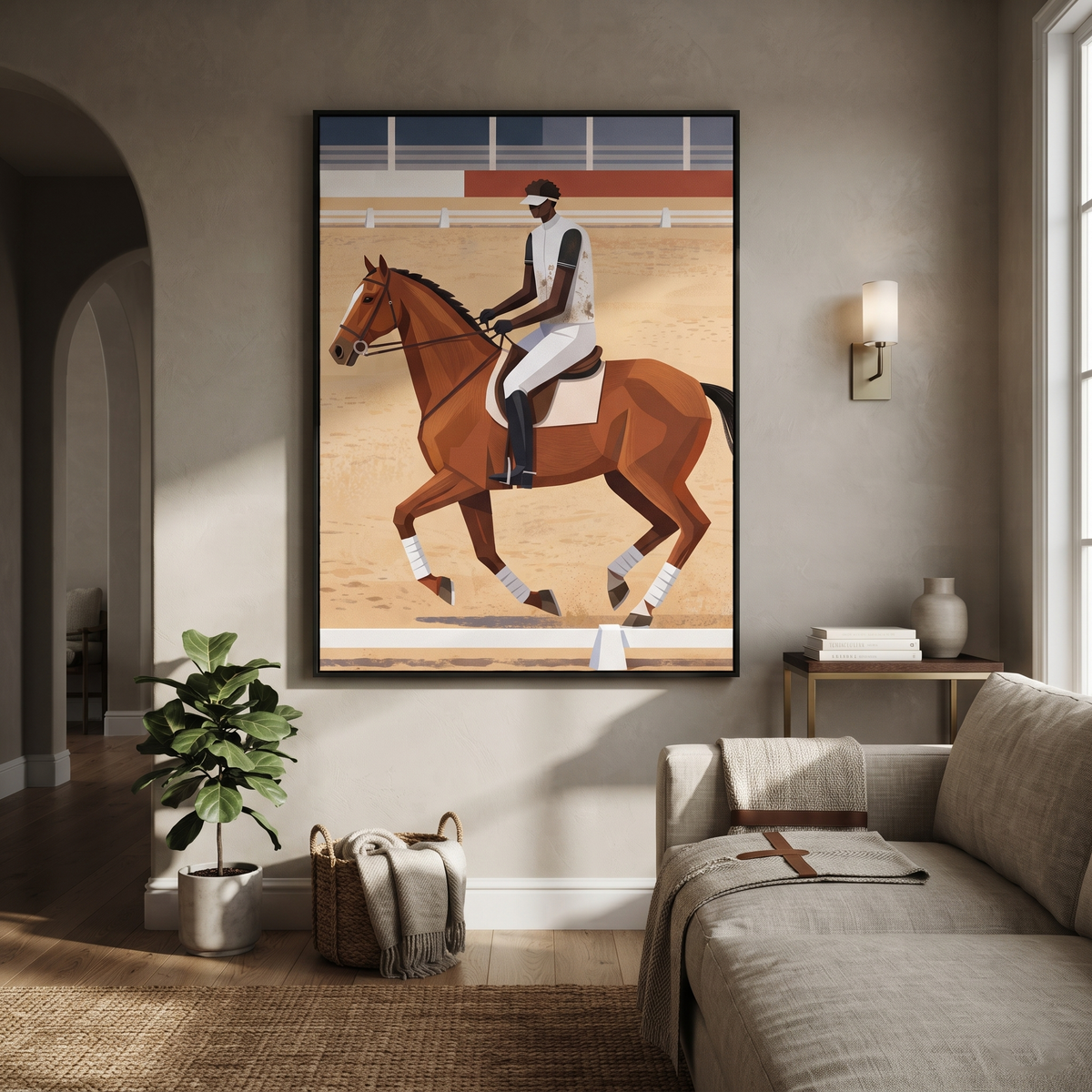 Chestnut Gallops Past Rails styled with wood, linen, and modern decor