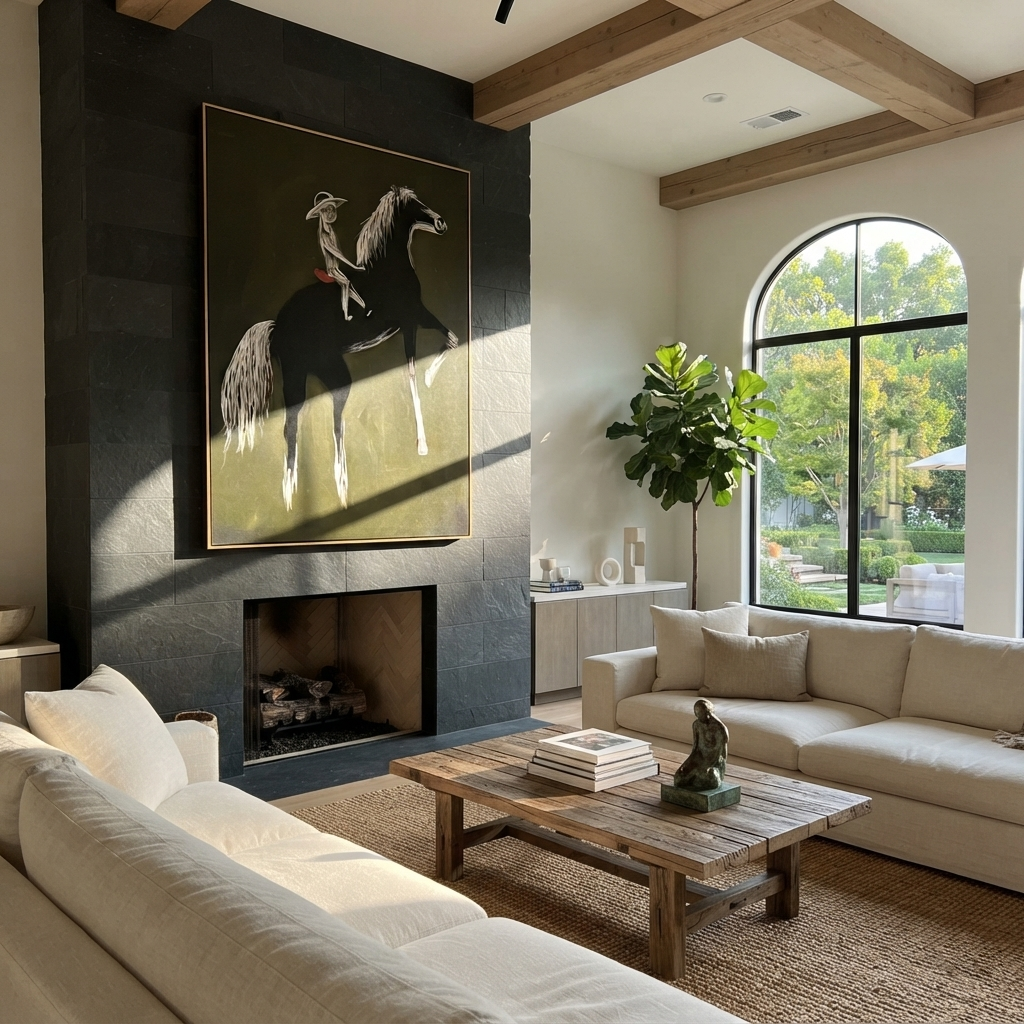 White Lines Ride Thunder styled with wood, linen, and modern decor