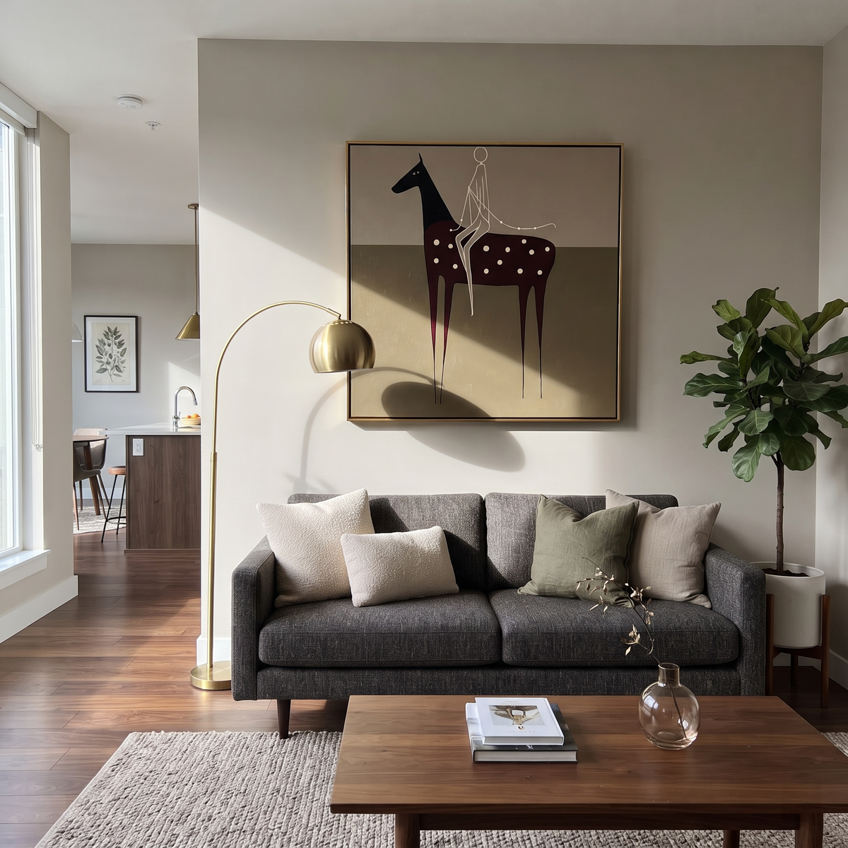 White Reins Cross Spots styled with warm modern furnishings