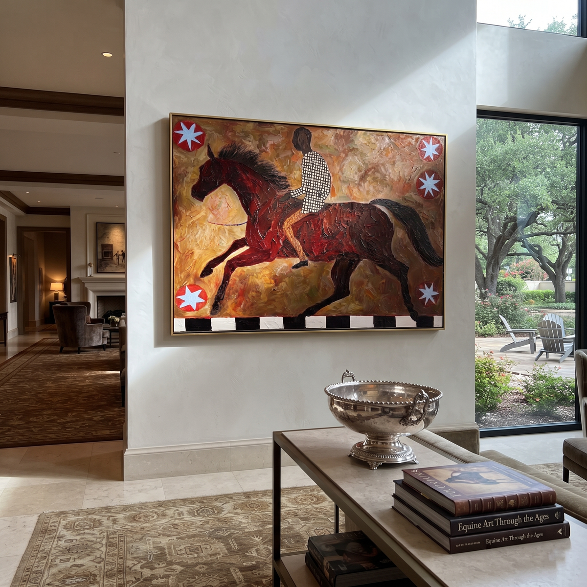Checkered Rider Chases Stars displayed in a layered residential setting