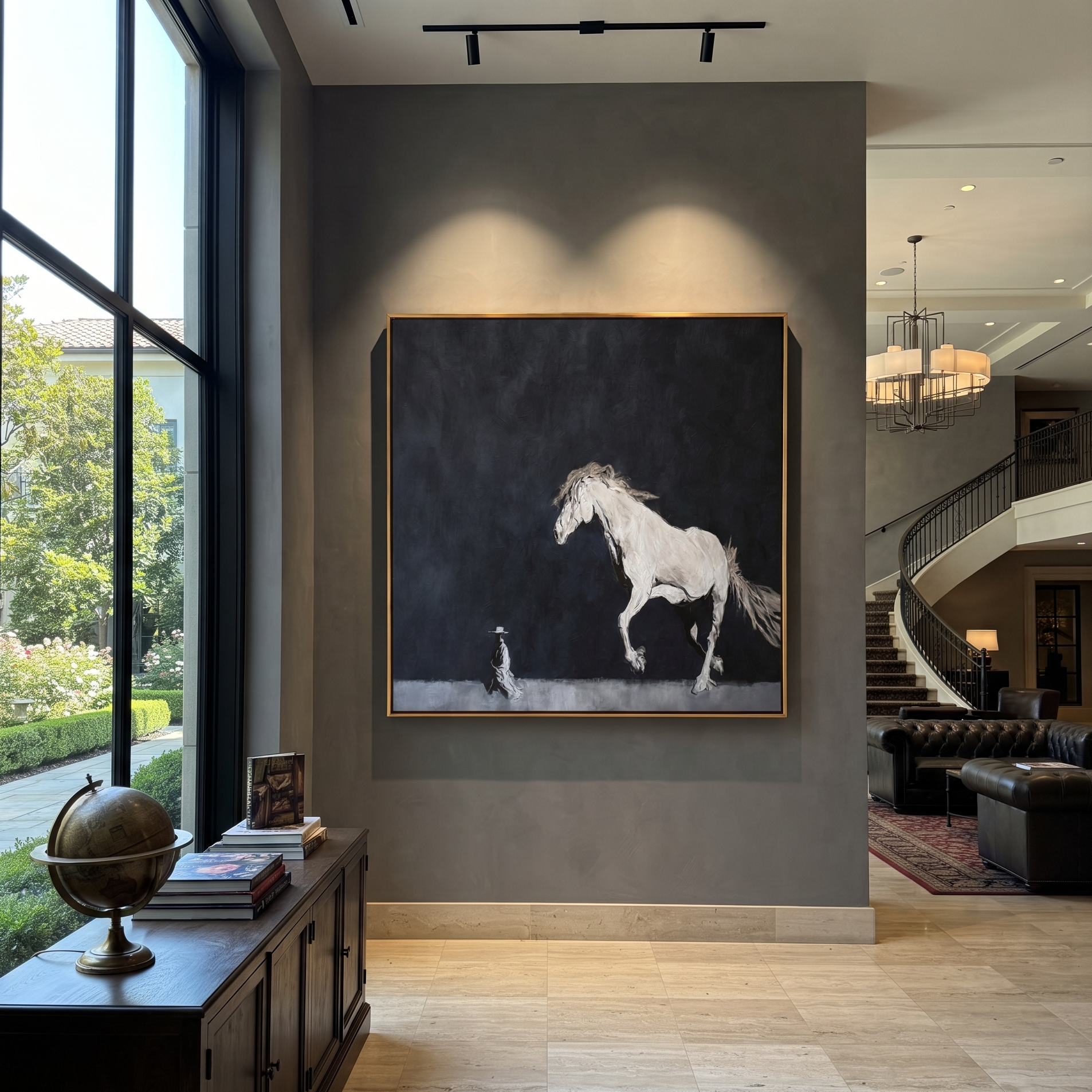 White Horse Defies Keeper displayed in a layered residential setting