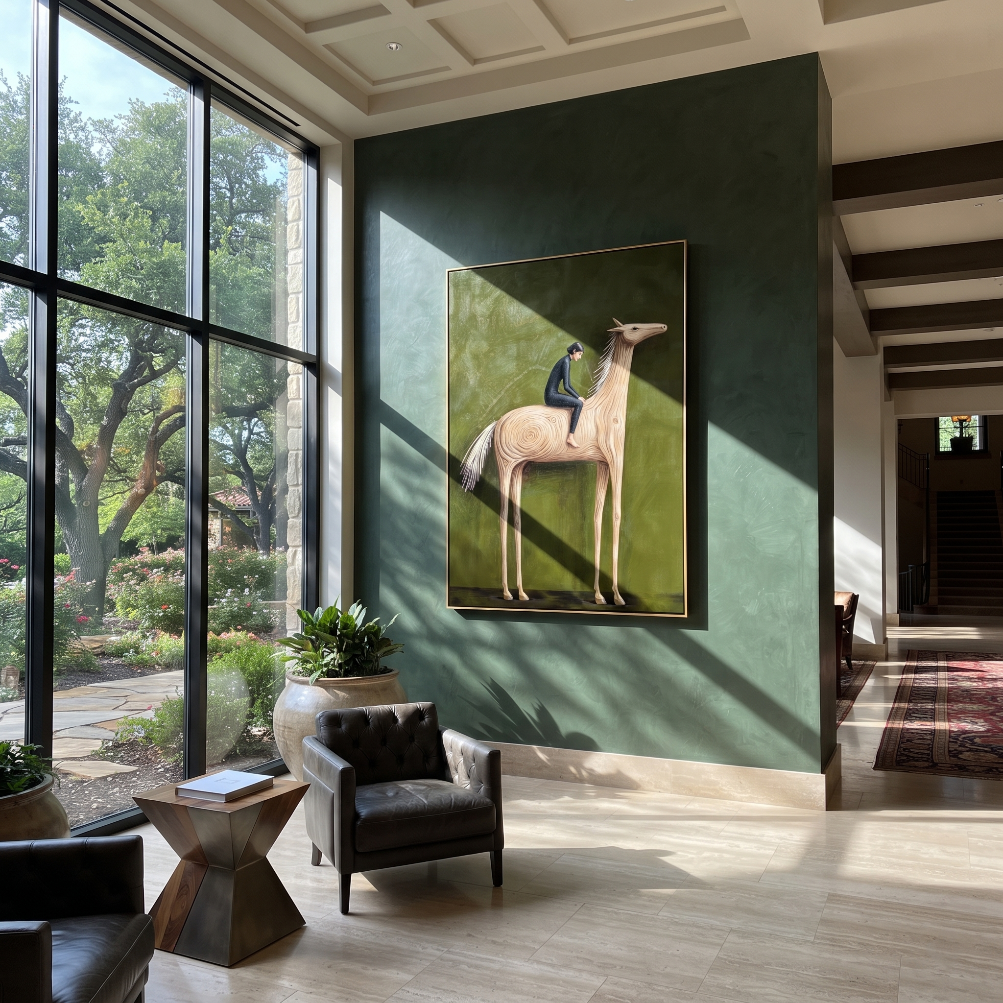 Black Rider Rides Ivory displayed in a collected contemporary interior