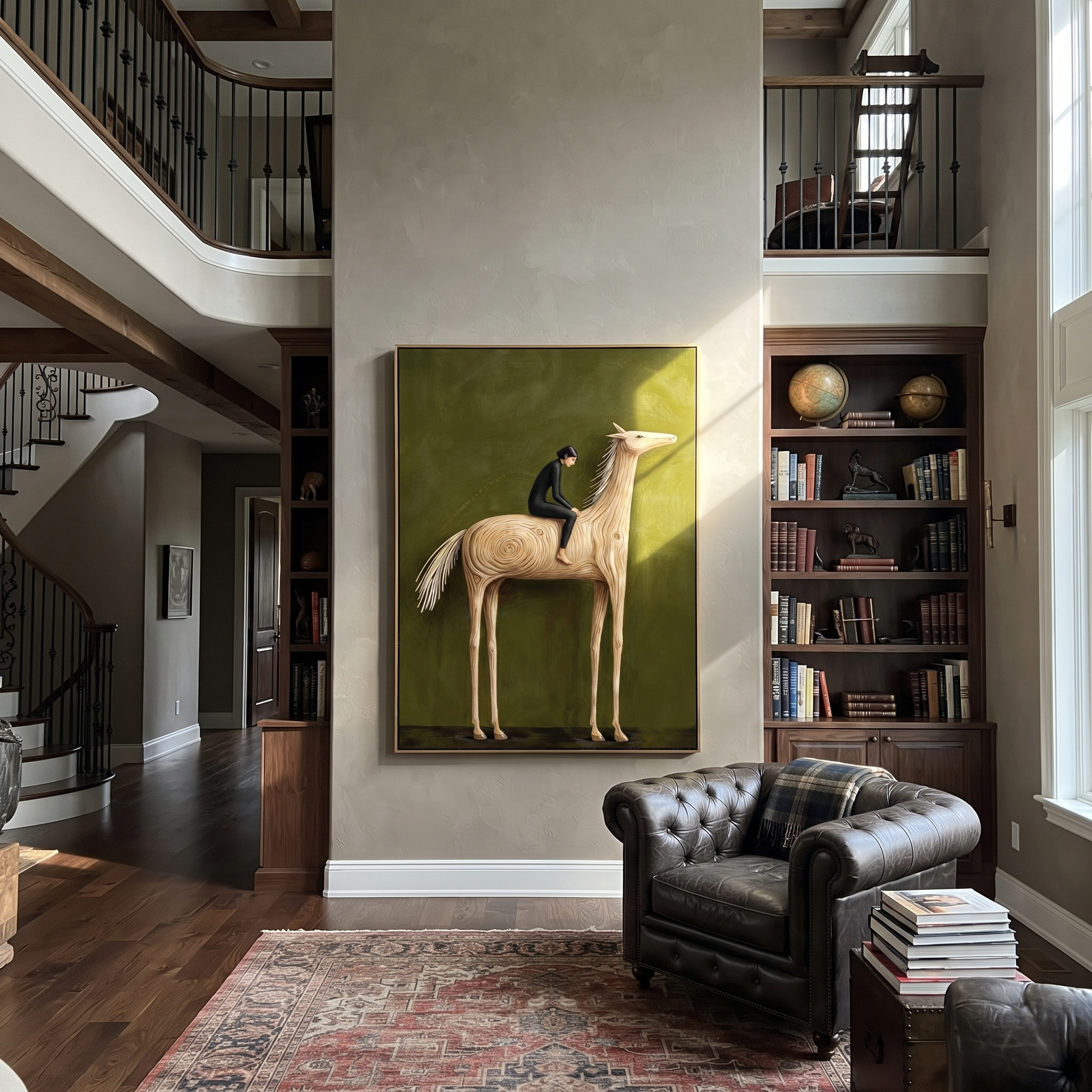 Black Rider Rides Ivory displayed in a layered residential setting