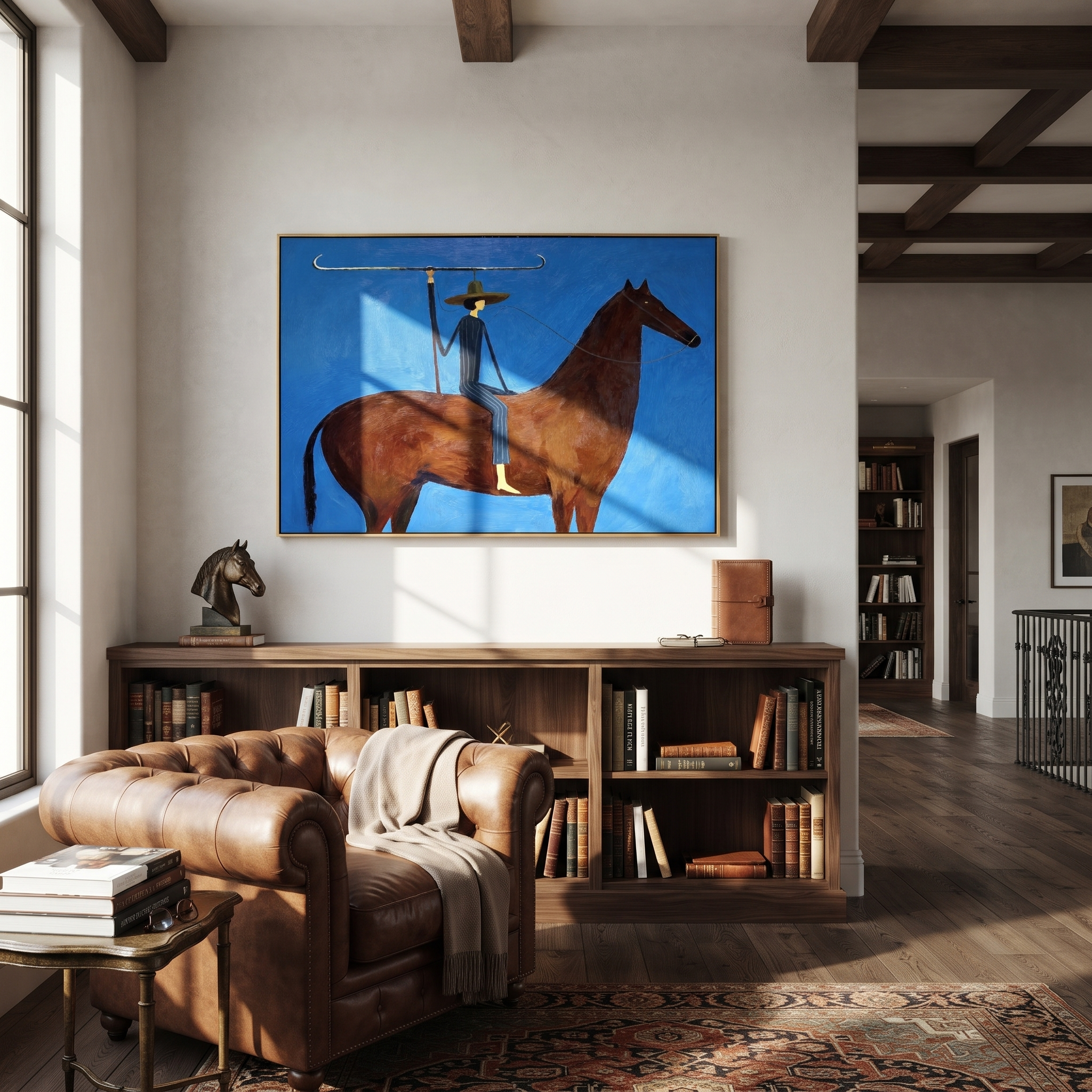 Blue Rider Carries Horizon presented as a colorful interior focal point