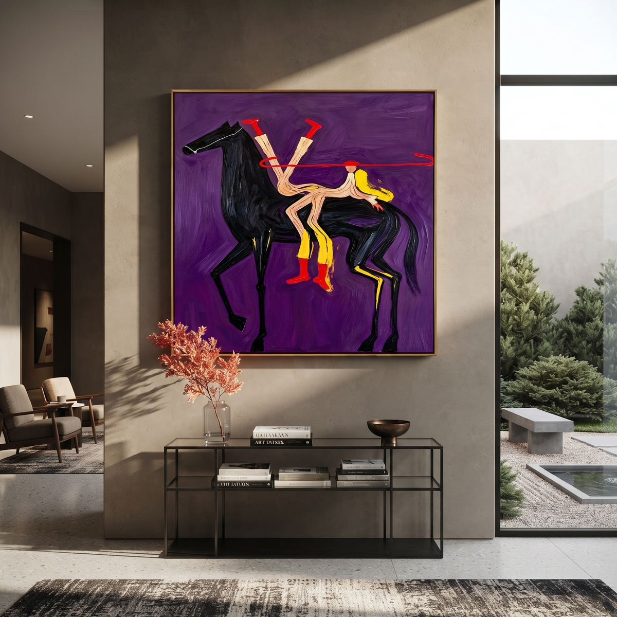 Two Acrobats Share Flight styled with warm modern furnishings