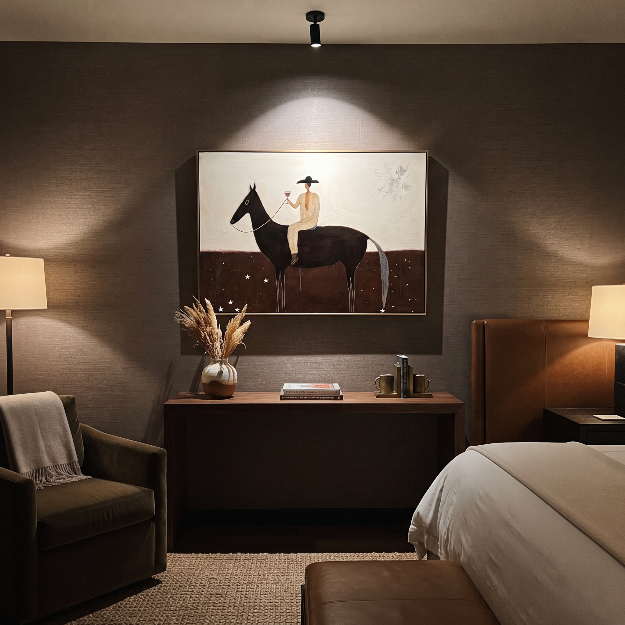 Cream Rider Crosses Stars styled with wood, linen, and modern decor