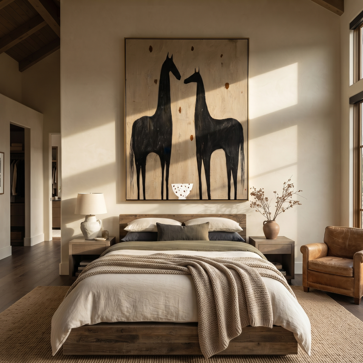 Two Horses Guard Bowl displayed in a collected contemporary interior