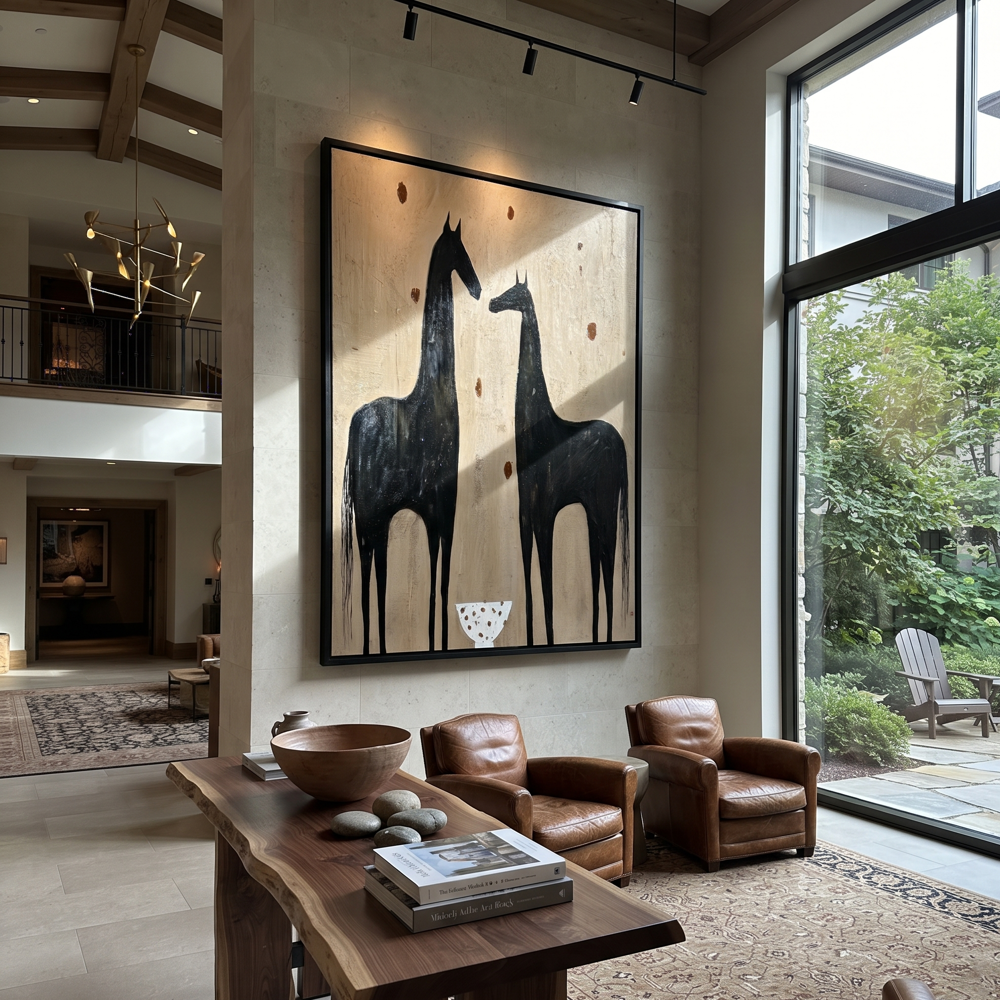 Two Horses Guard Bowl styled with warm modern furnishings
