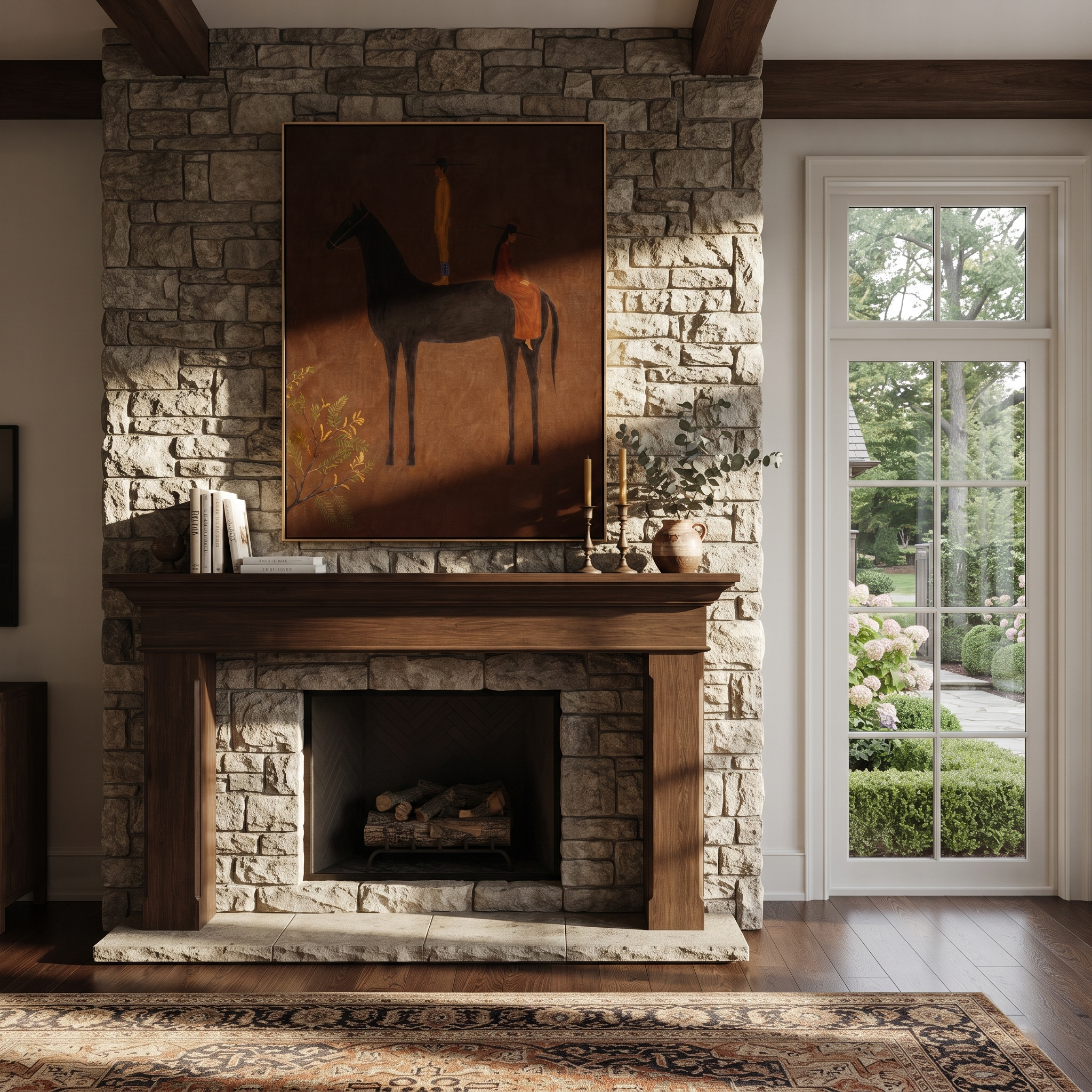 Amber Figure Rides Umber styled with warm modern furnishings