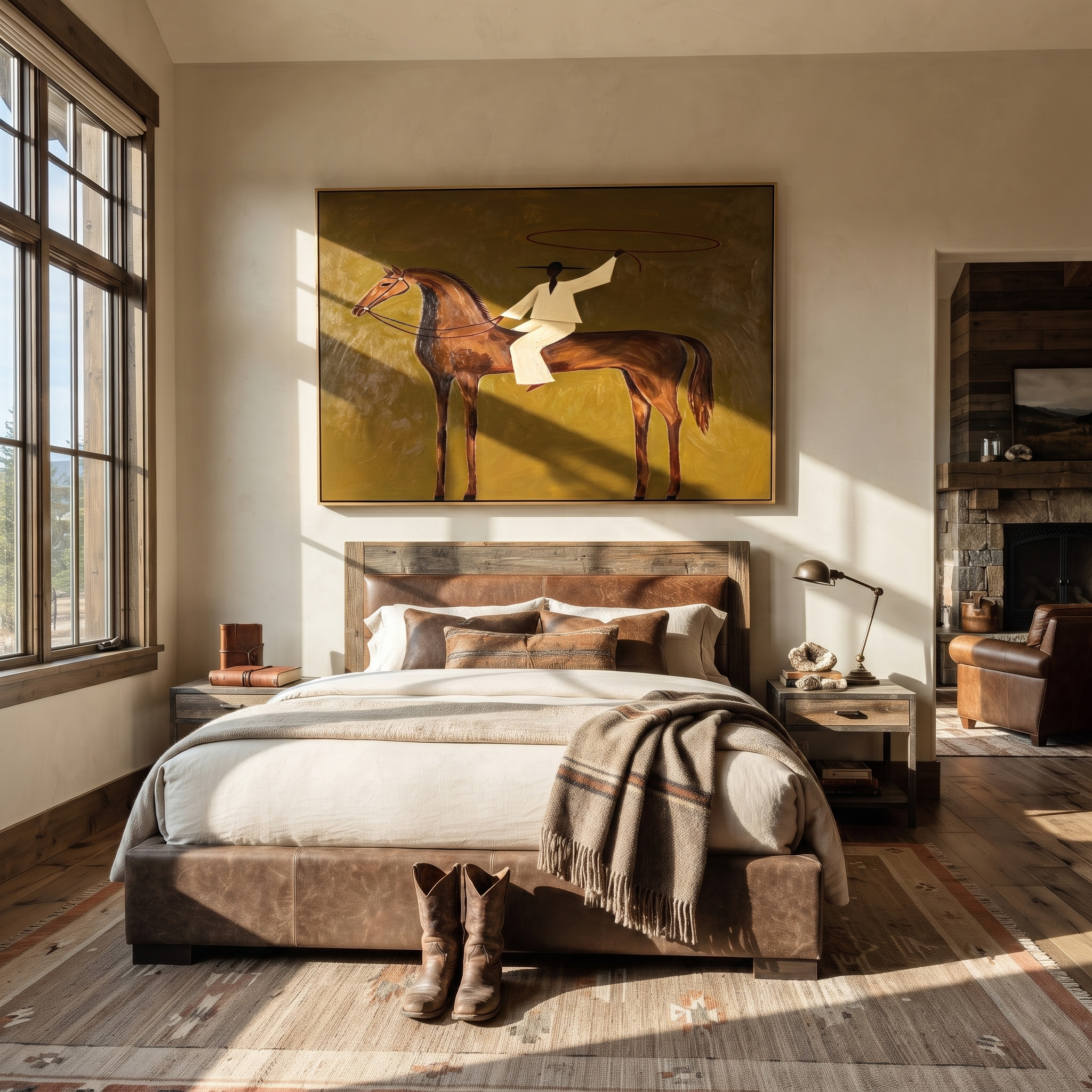 White Lasso Circles Chestnut displayed in a collected contemporary interior