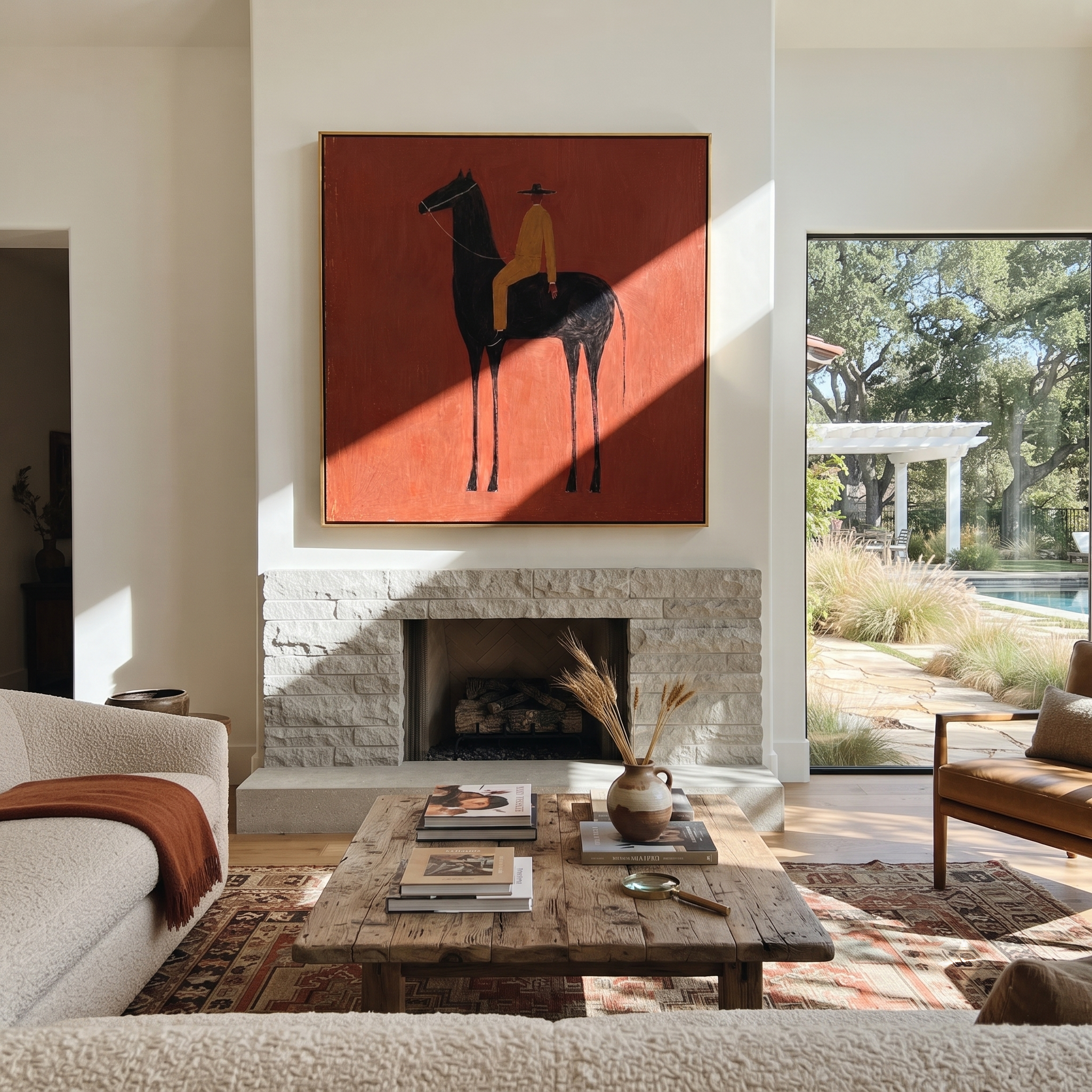 Ochre Rider Crosses Red styled with warm modern furnishings