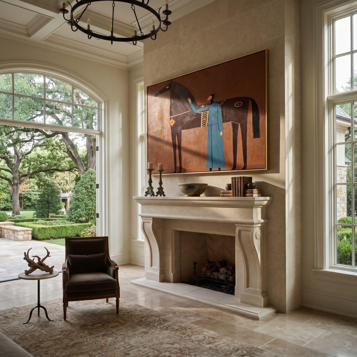 Blue Companion Meets Chestnut displayed in a collected contemporary interior