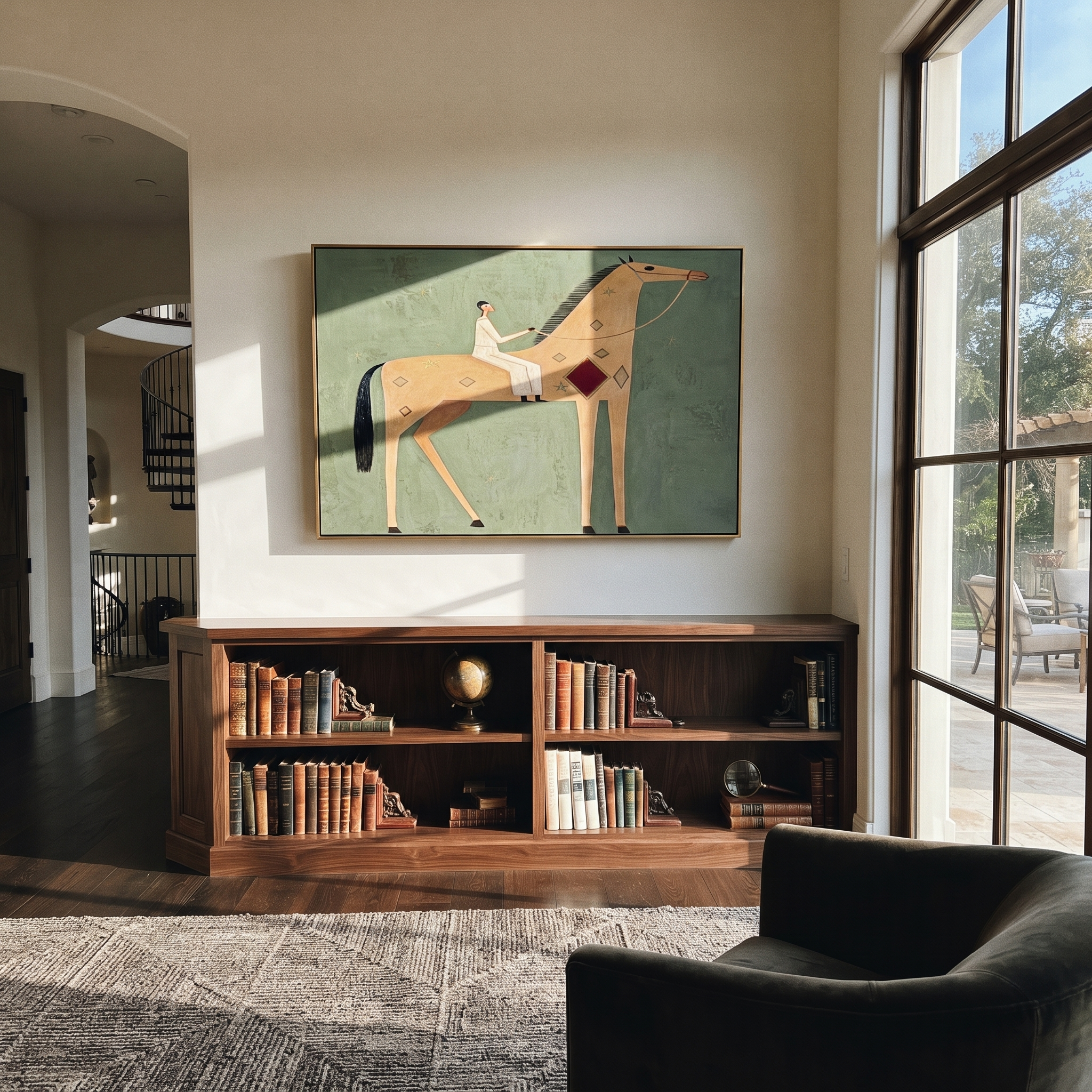 Pale Rider Crosses Sage displayed in a collected contemporary interior