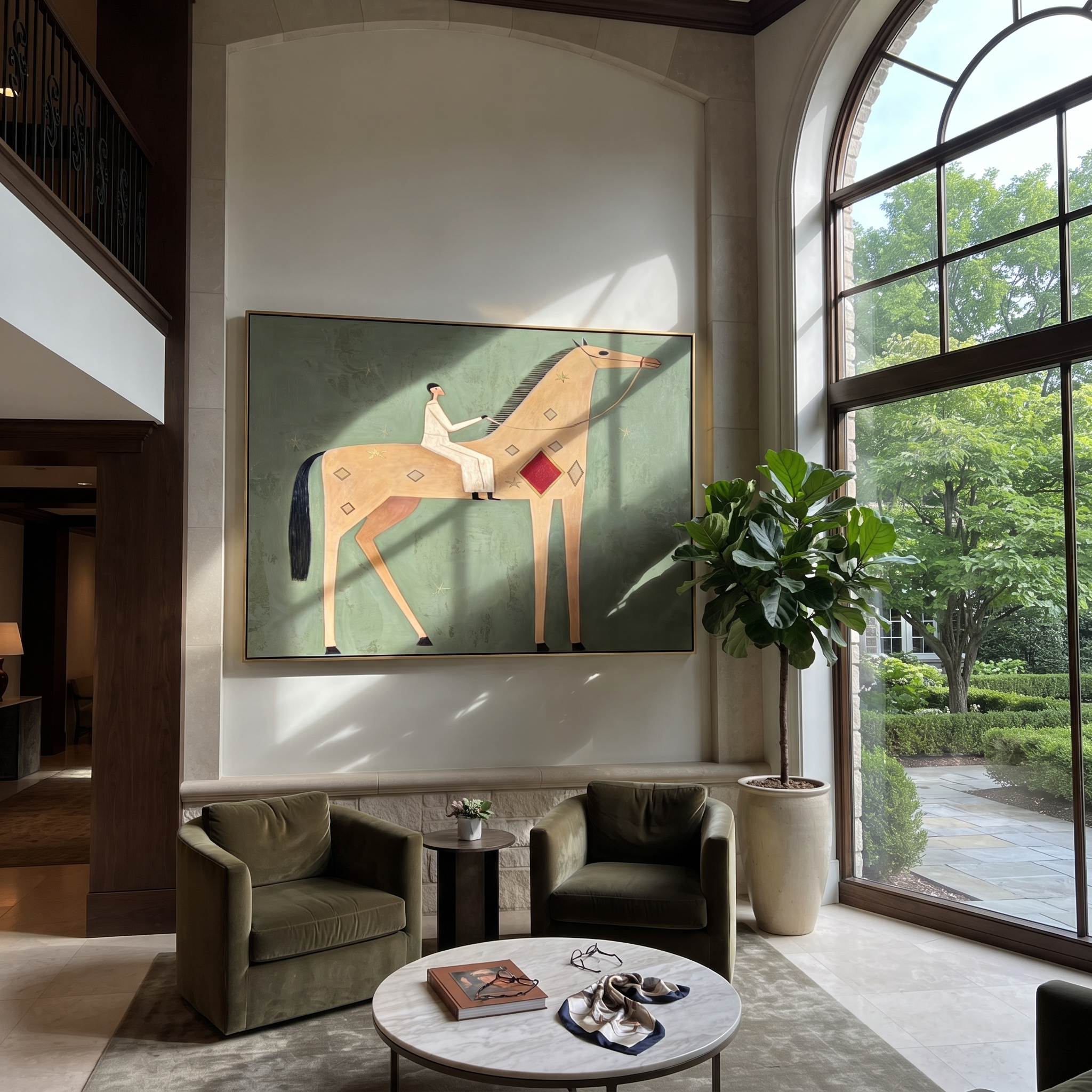 Pale Rider Crosses Sage presented as a colorful interior focal point