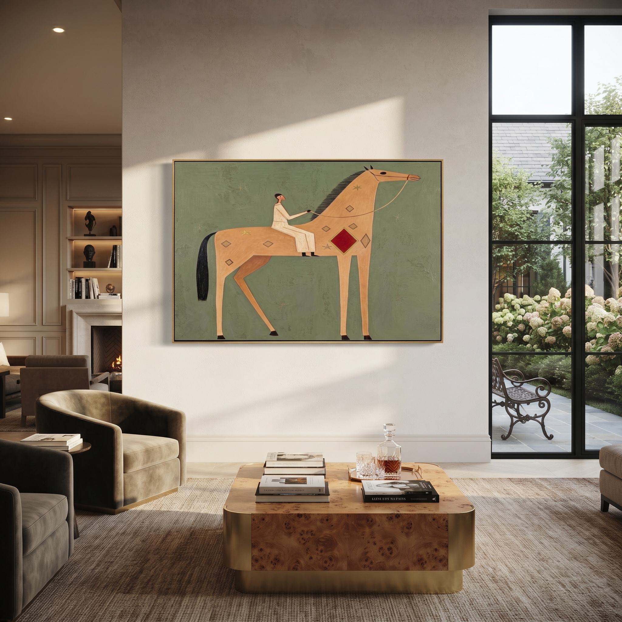 Pale Rider Crosses Sage styled with wood, linen, and modern decor