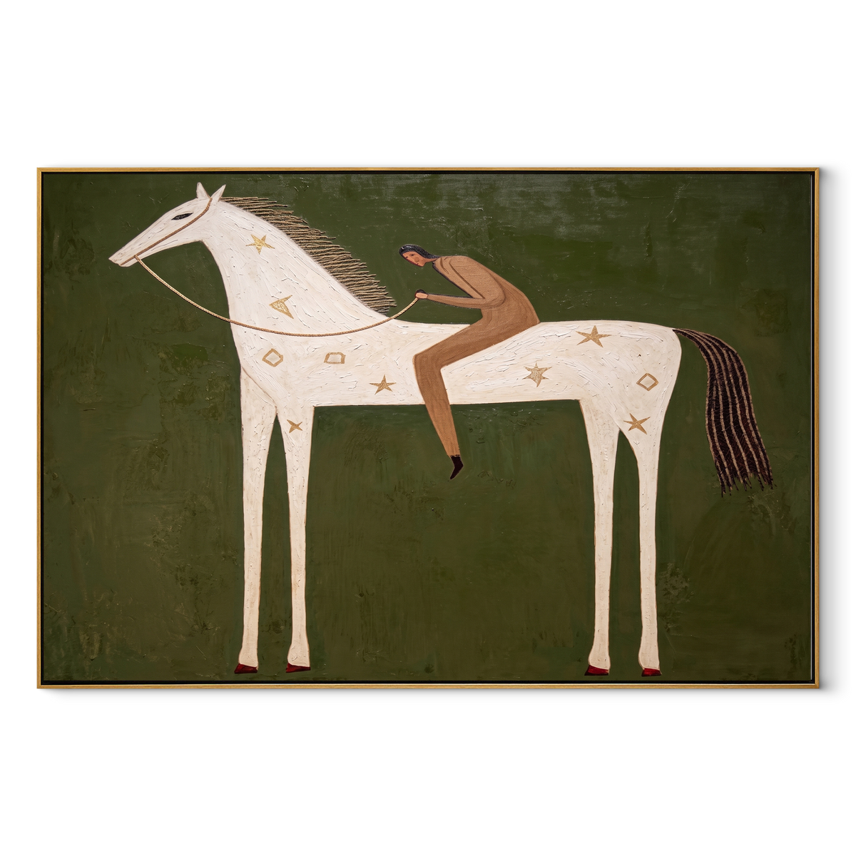 Reclining Figure Trusts Ivory equestrian horse painting, horizontal canvas artwork