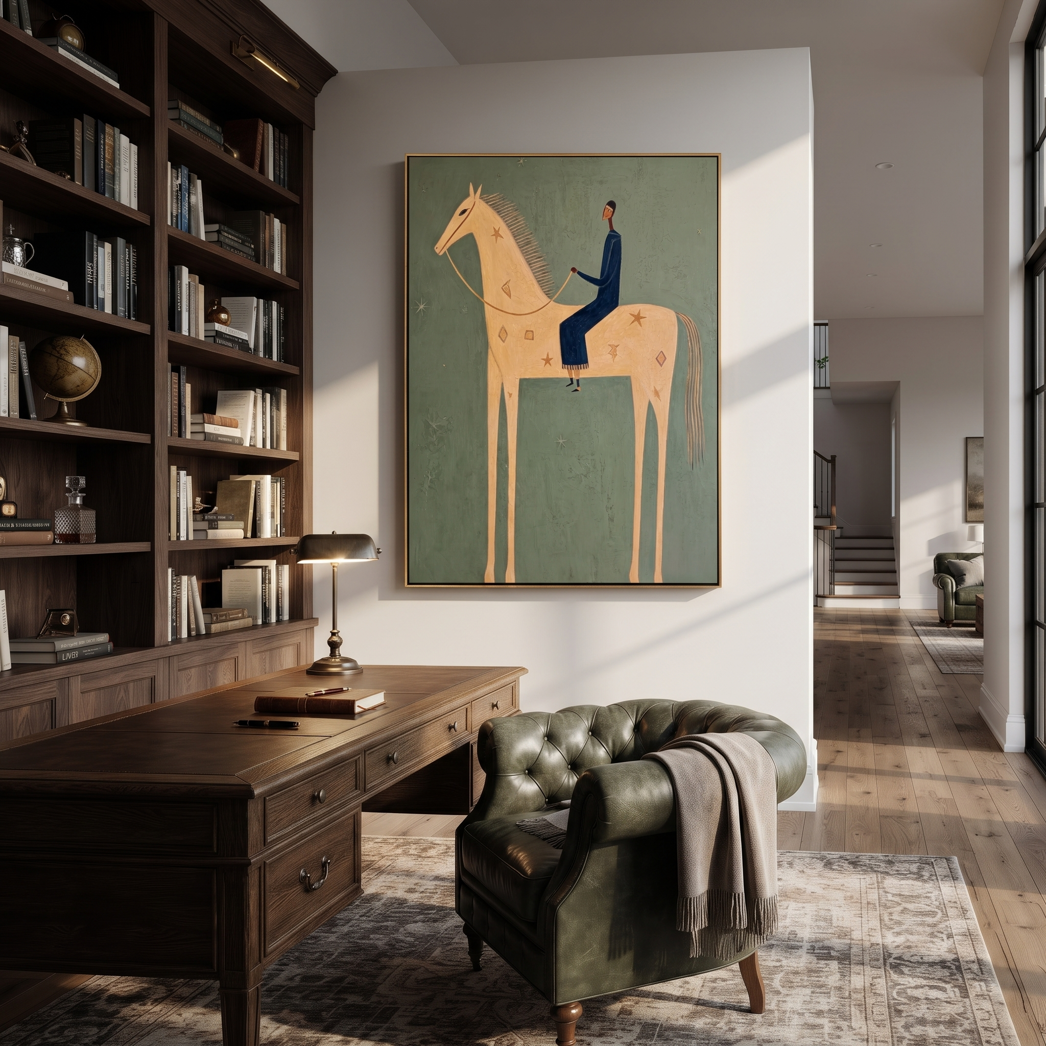 Blue Tailoring Rides Ivory presented as a colorful interior focal point