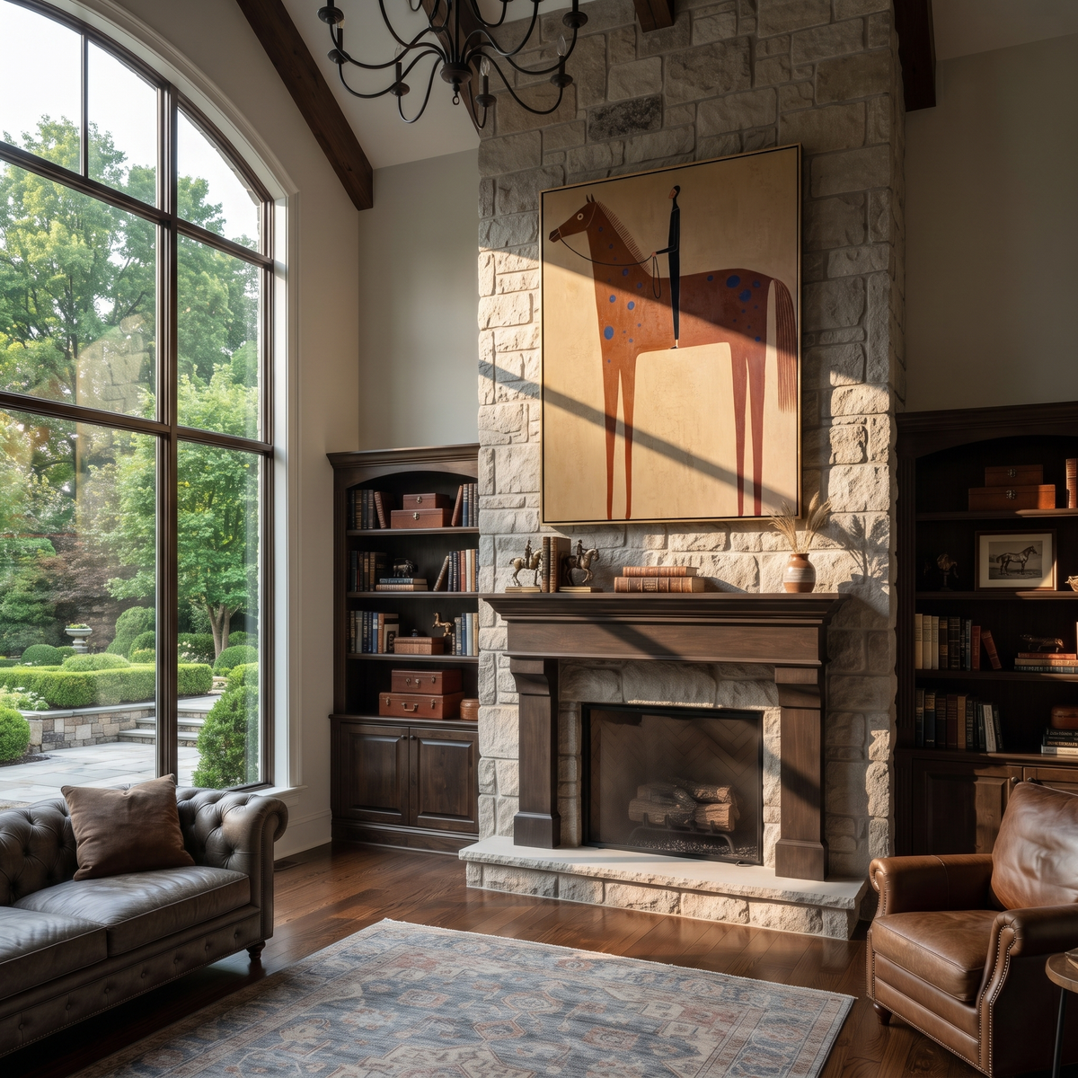 Blue Spots Cross Chestnut presented as a colorful interior focal point