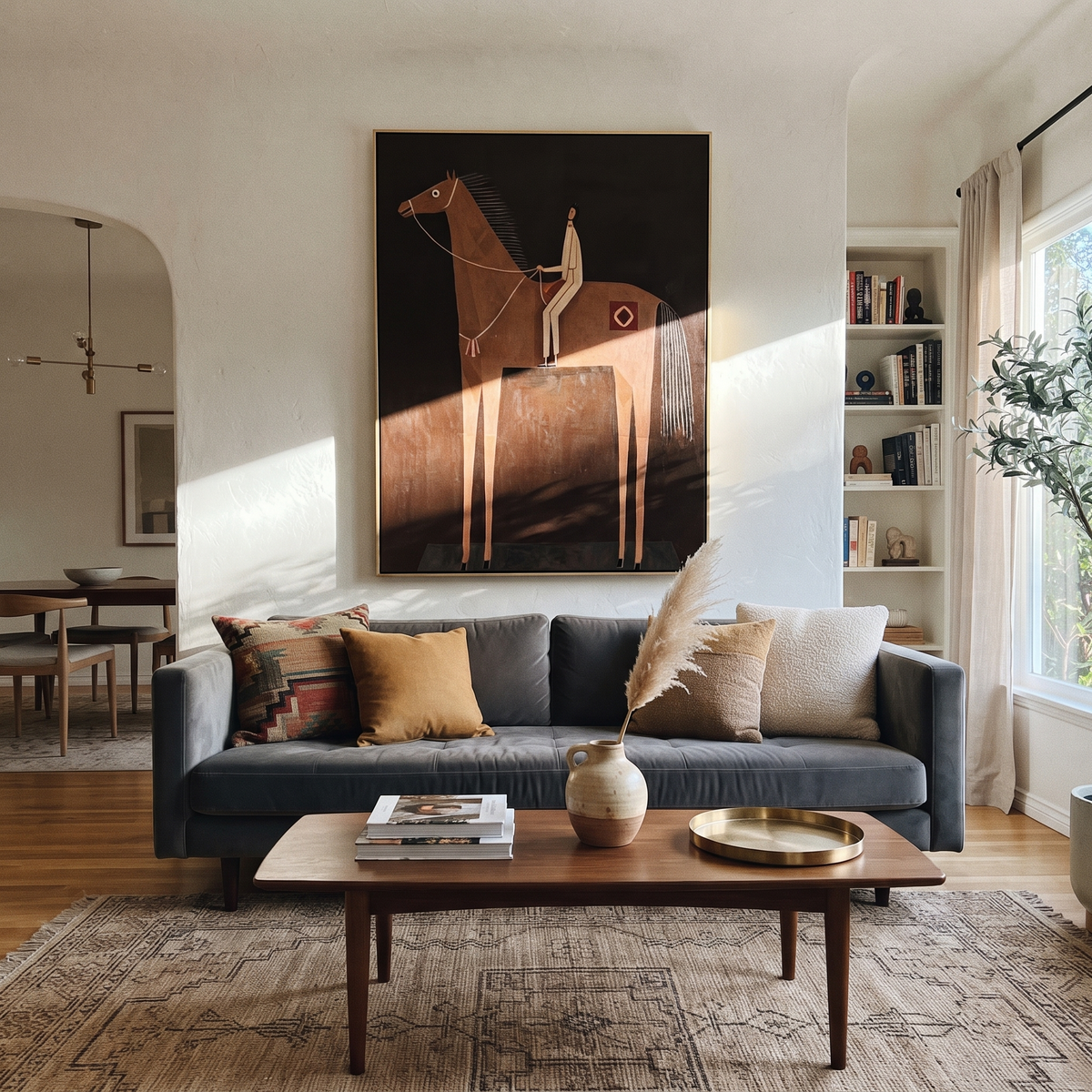 Pale Rider Holds Column presented as a colorful interior focal point