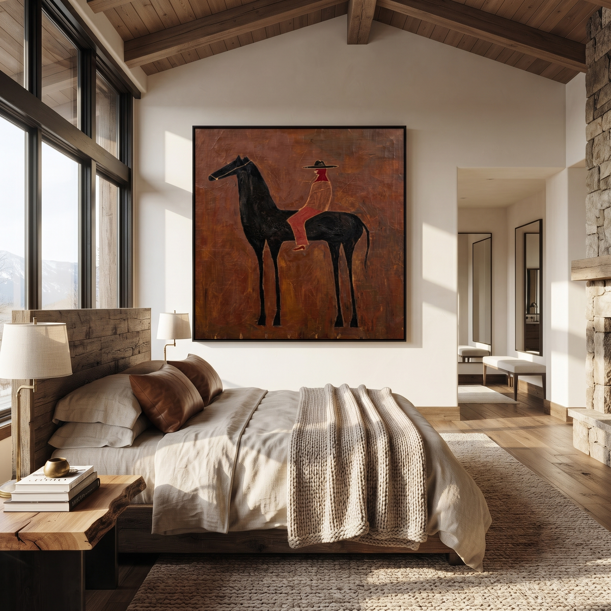 Rust Cowgirl Rides Black styled with warm modern furnishings