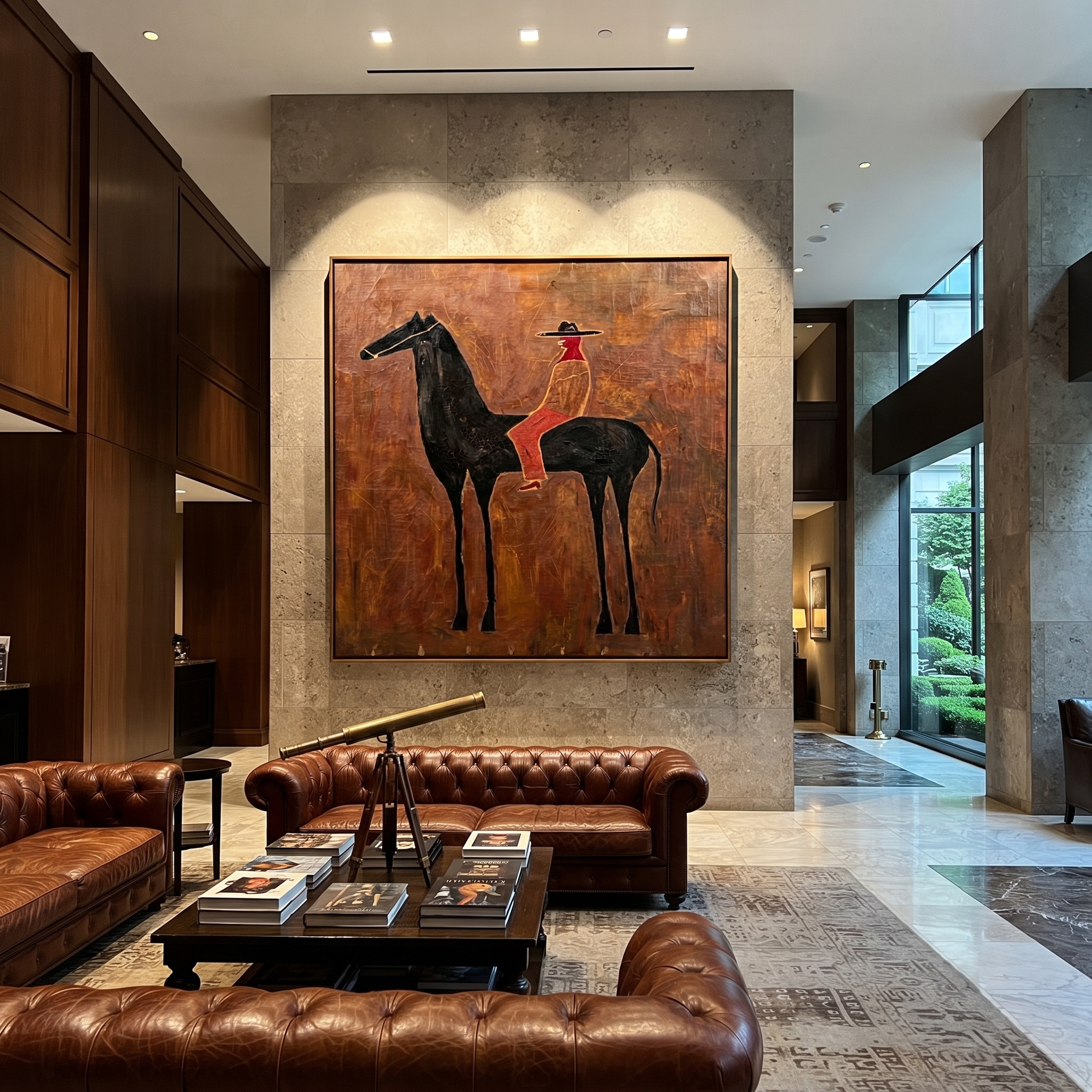 Rust Cowgirl Rides Black presented as a colorful interior focal point