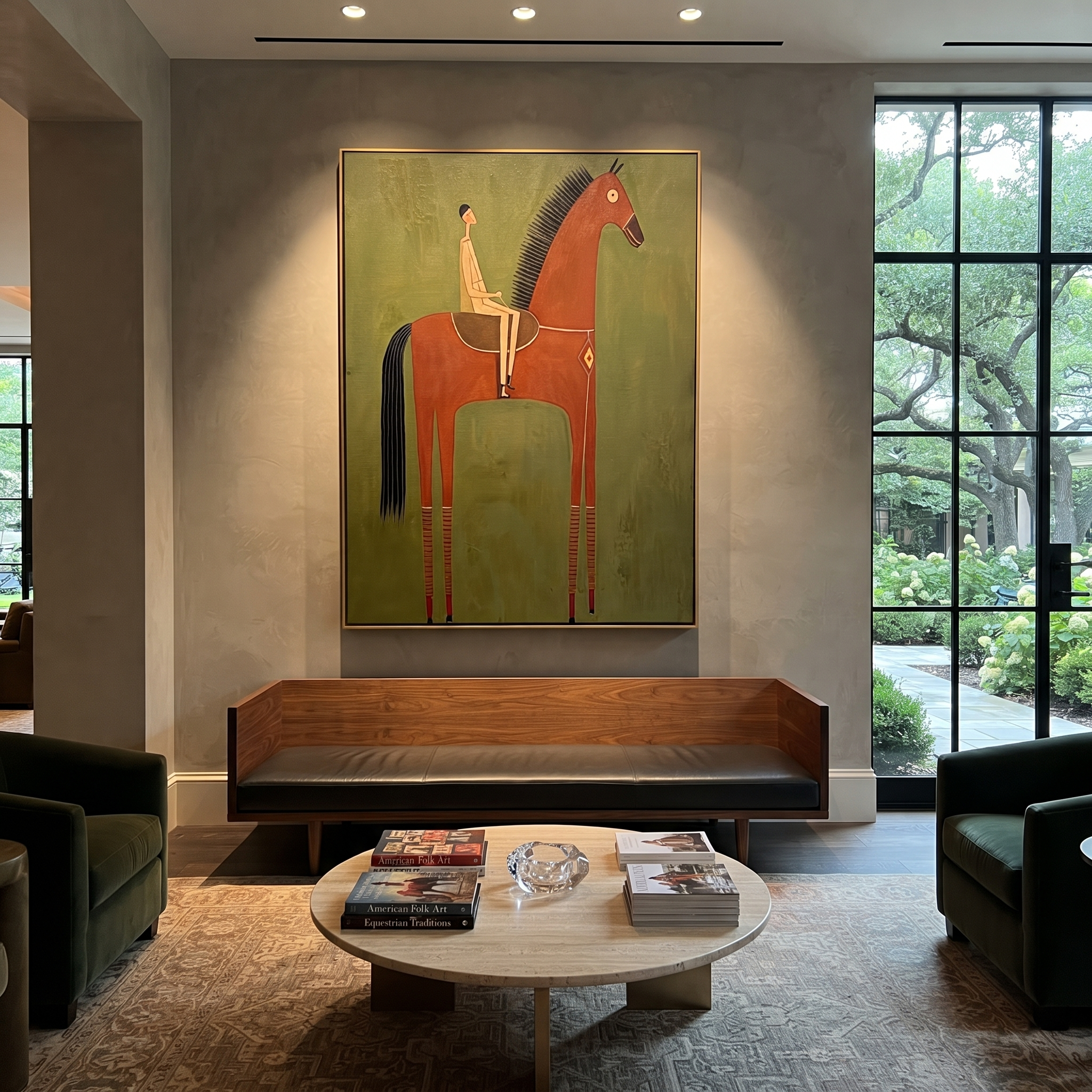 Red Horse Carries Silence styled with warm modern furnishings