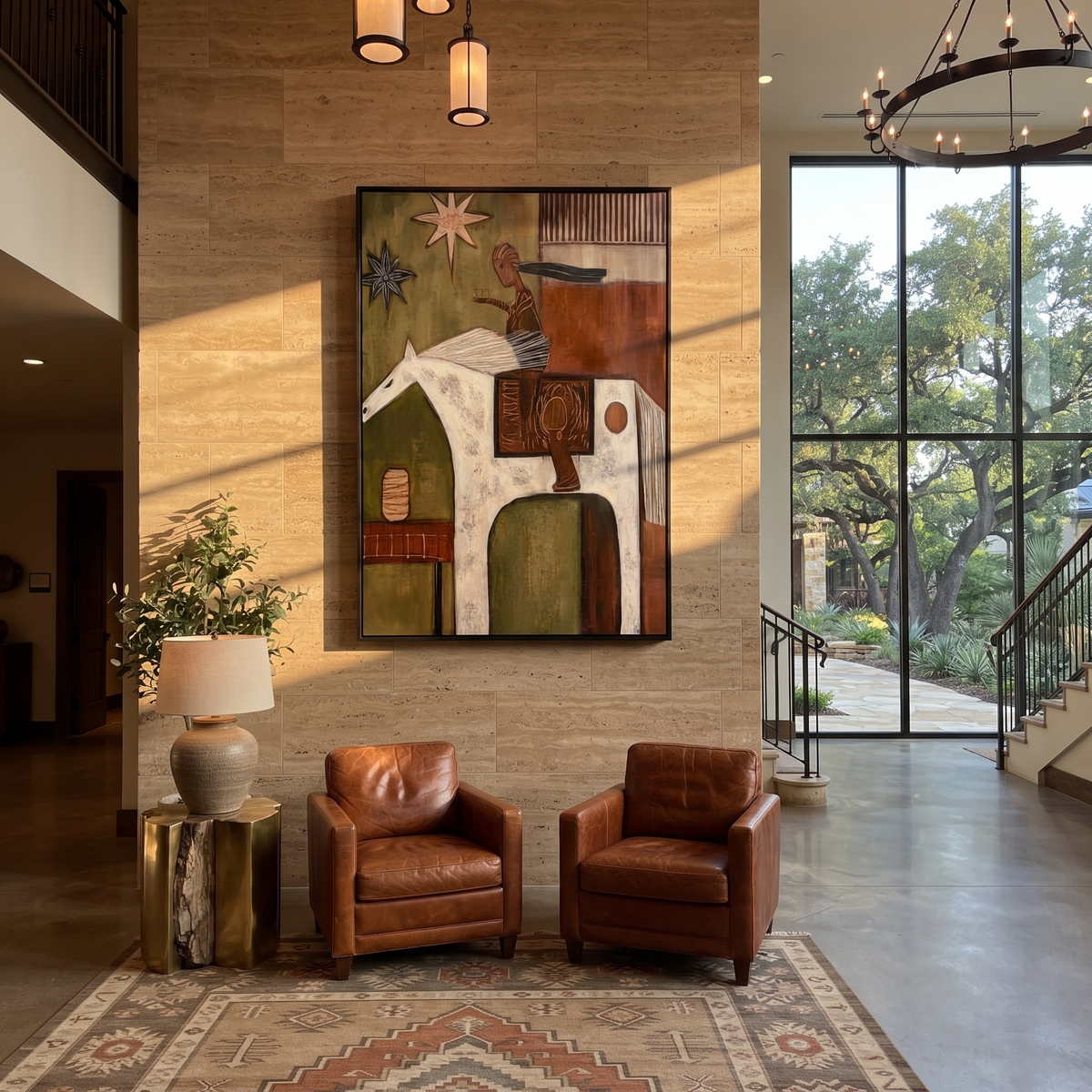 White Horse Carries Journey displayed in a layered residential setting