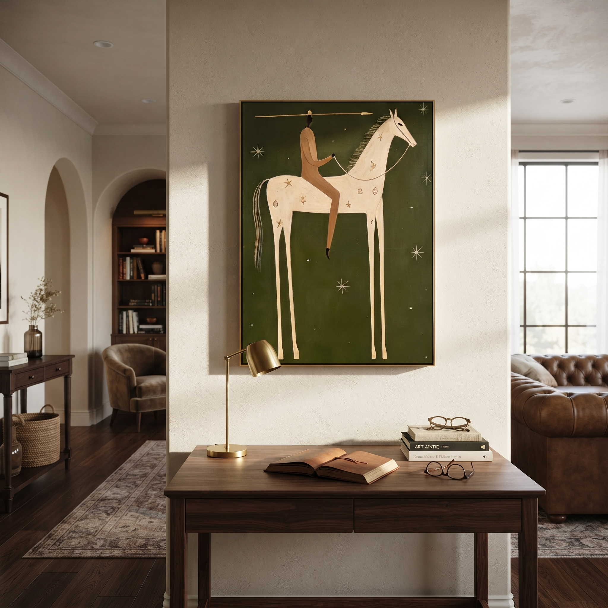White Horse Walks Starlight styled with wood, linen, and modern decor