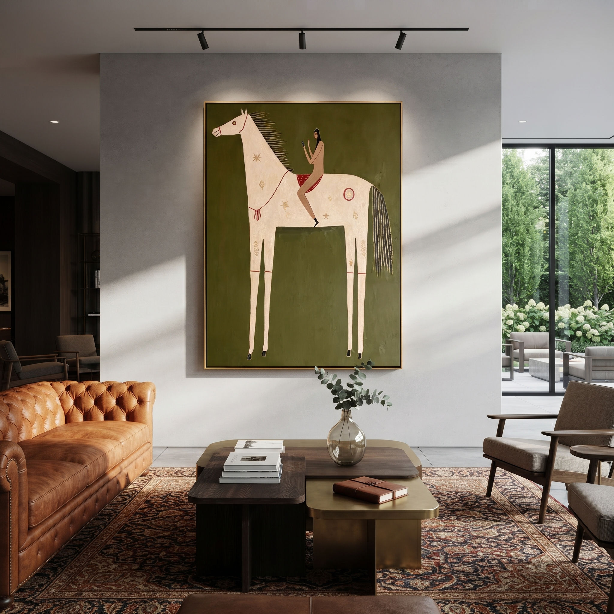 Rust Rider Meets Ivory presented as a colorful interior focal point