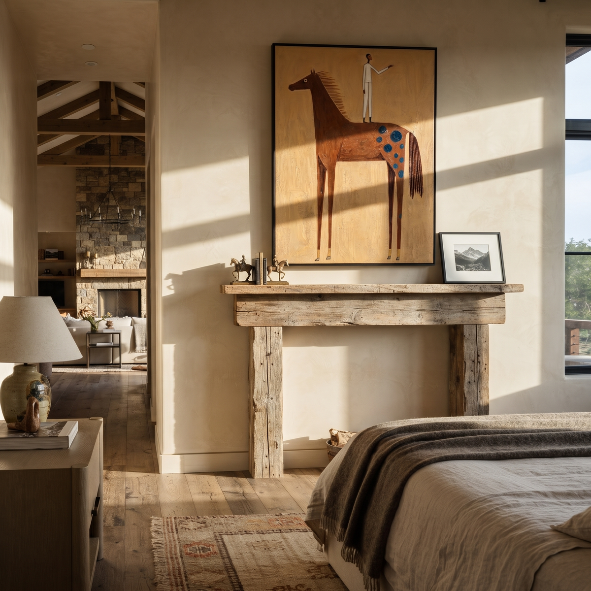 White Figure Balances High displayed in a layered residential setting