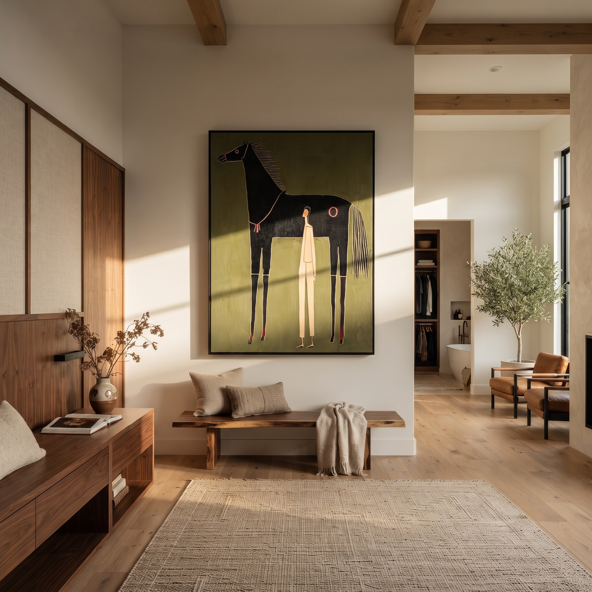 Quiet Handler Meets Midnight displayed in a layered residential setting