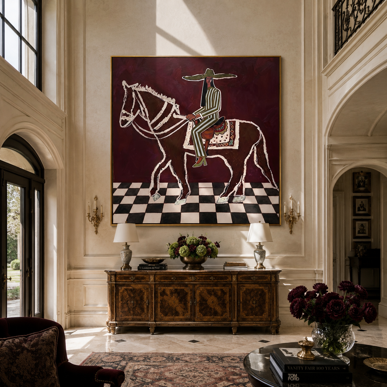 White Lines Cross Checks displayed in a collected contemporary interior