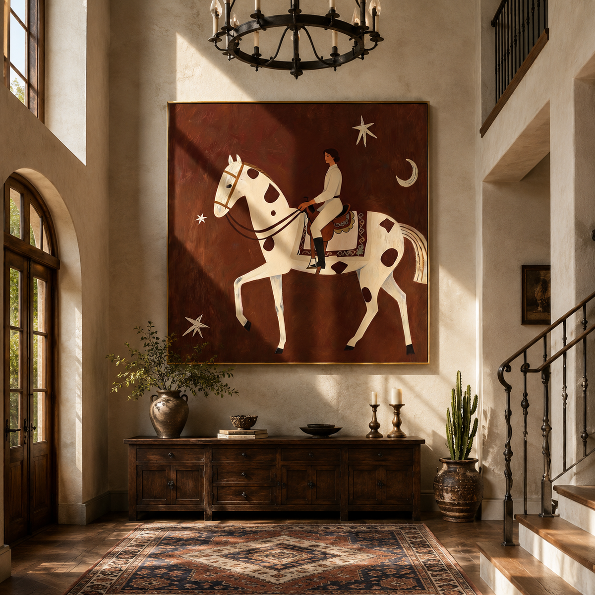 Quiet Rider Courts Crescent styled with wood, linen, and modern decor