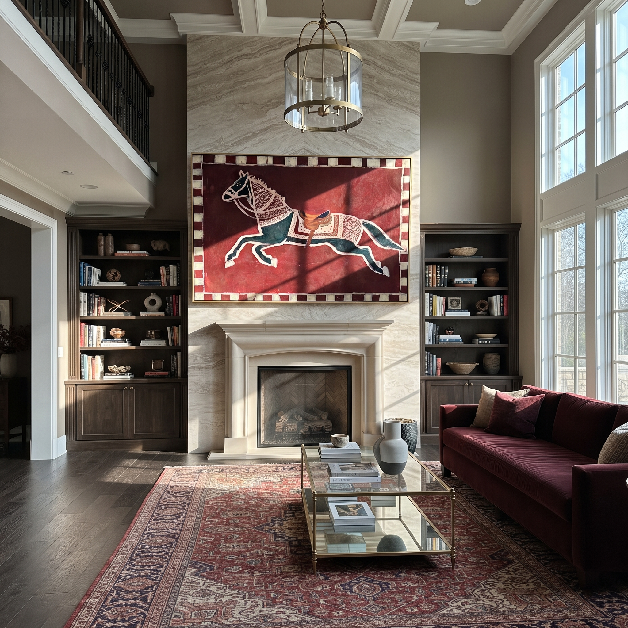 White Marks Chase Chestnut displayed in a collected contemporary interior