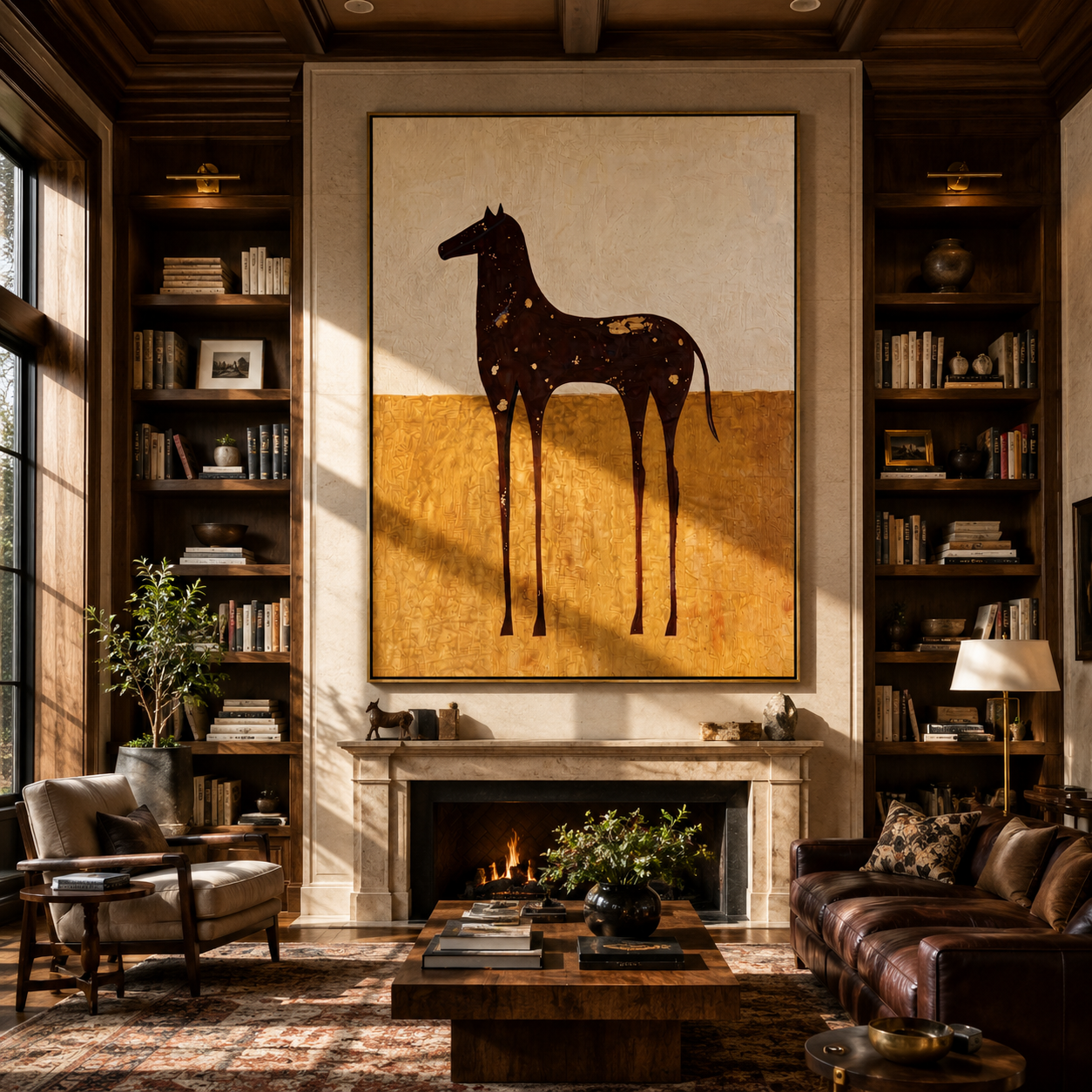 White Spots Drift Brown presented as a colorful interior focal point