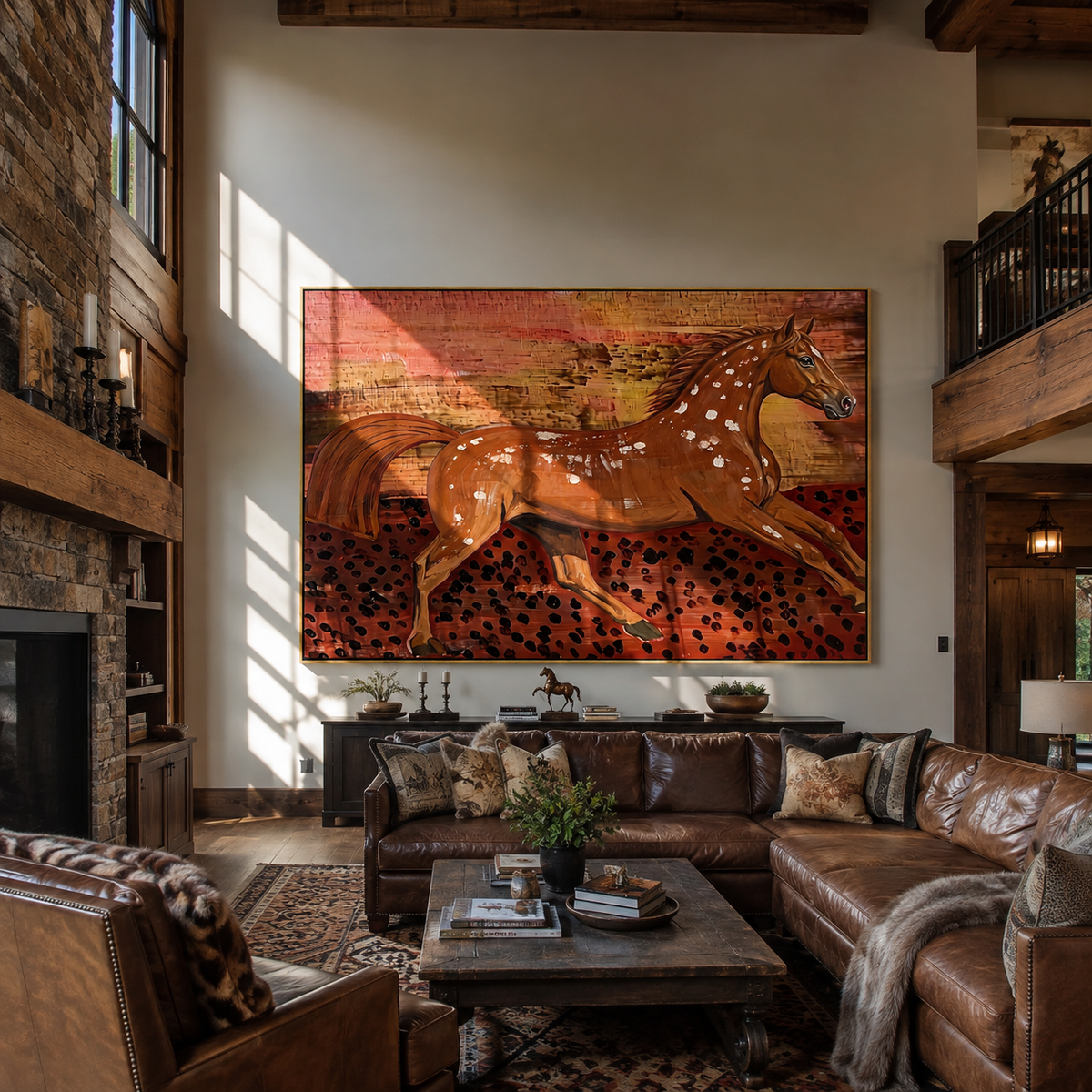Chestnut Horse Breaks Dust styled with wood, linen, and modern decor