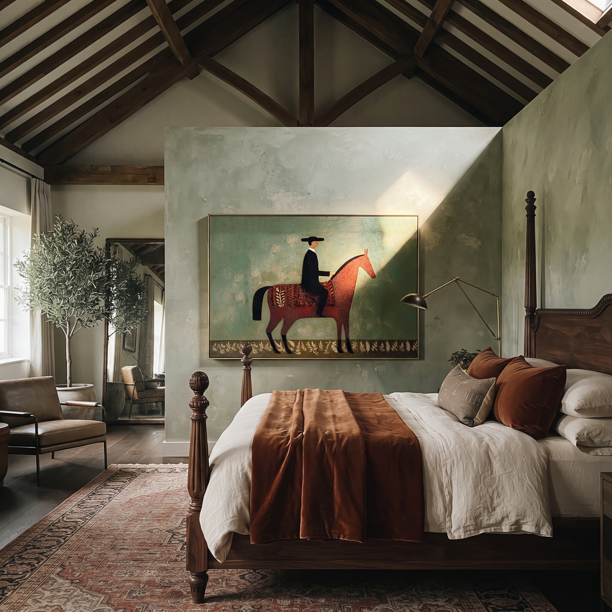 Black Hat Rides Sage presented as a colorful interior focal point