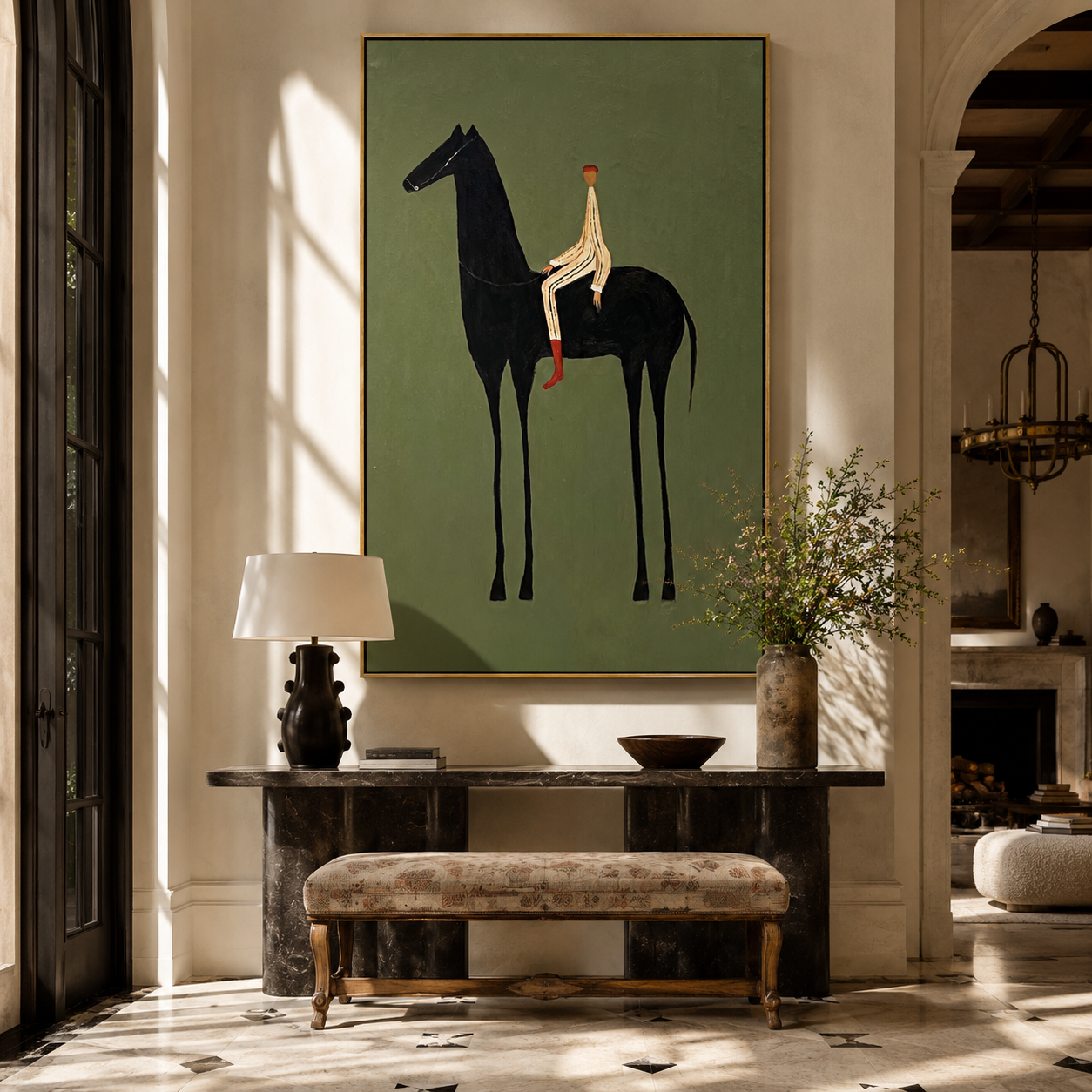 Pale Rider Holds Midnight presented as a colorful interior focal point