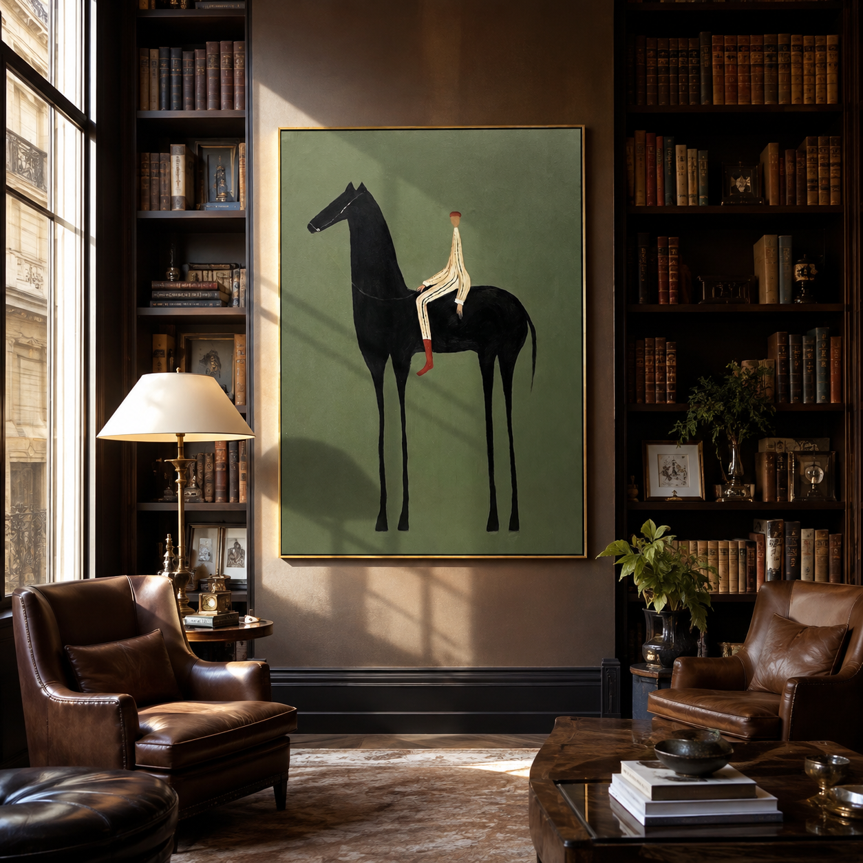 Pale Rider Holds Midnight displayed in a layered residential setting
