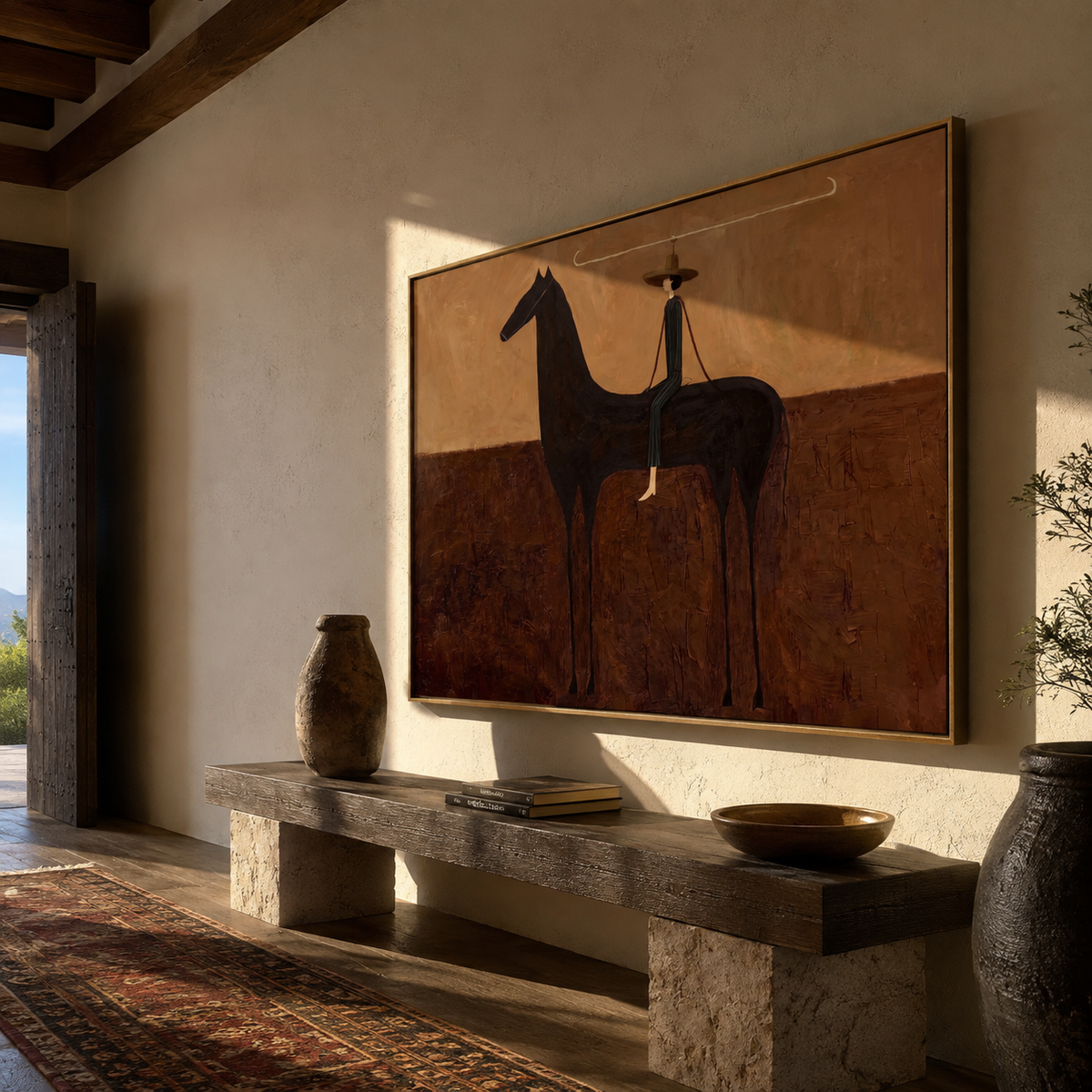 Long Reins Join Companions styled with wood, linen, and modern decor