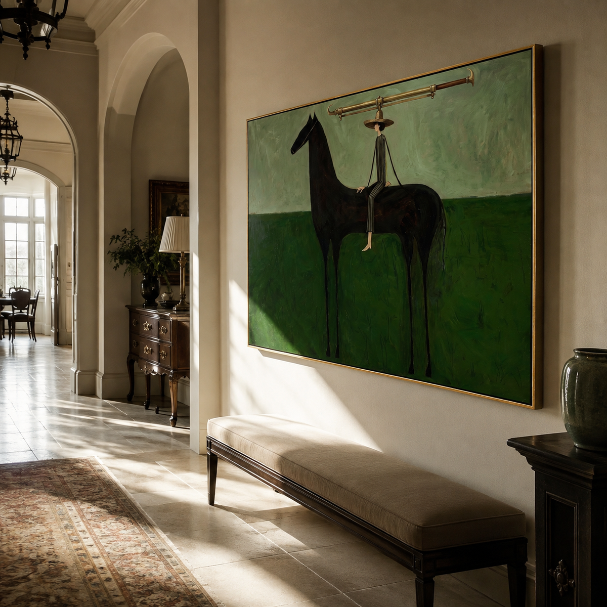 Long Brim Crosses Green presented as a colorful interior focal point
