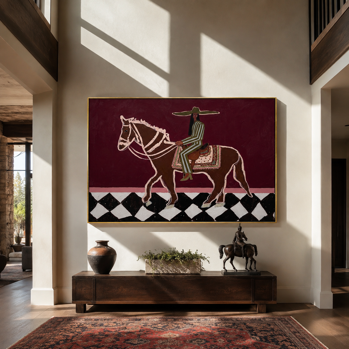 Green Stripes Cross Checks styled with warm modern furnishings