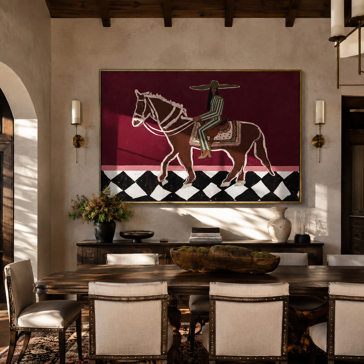 Green Stripes Cross Checks presented as a colorful interior focal point