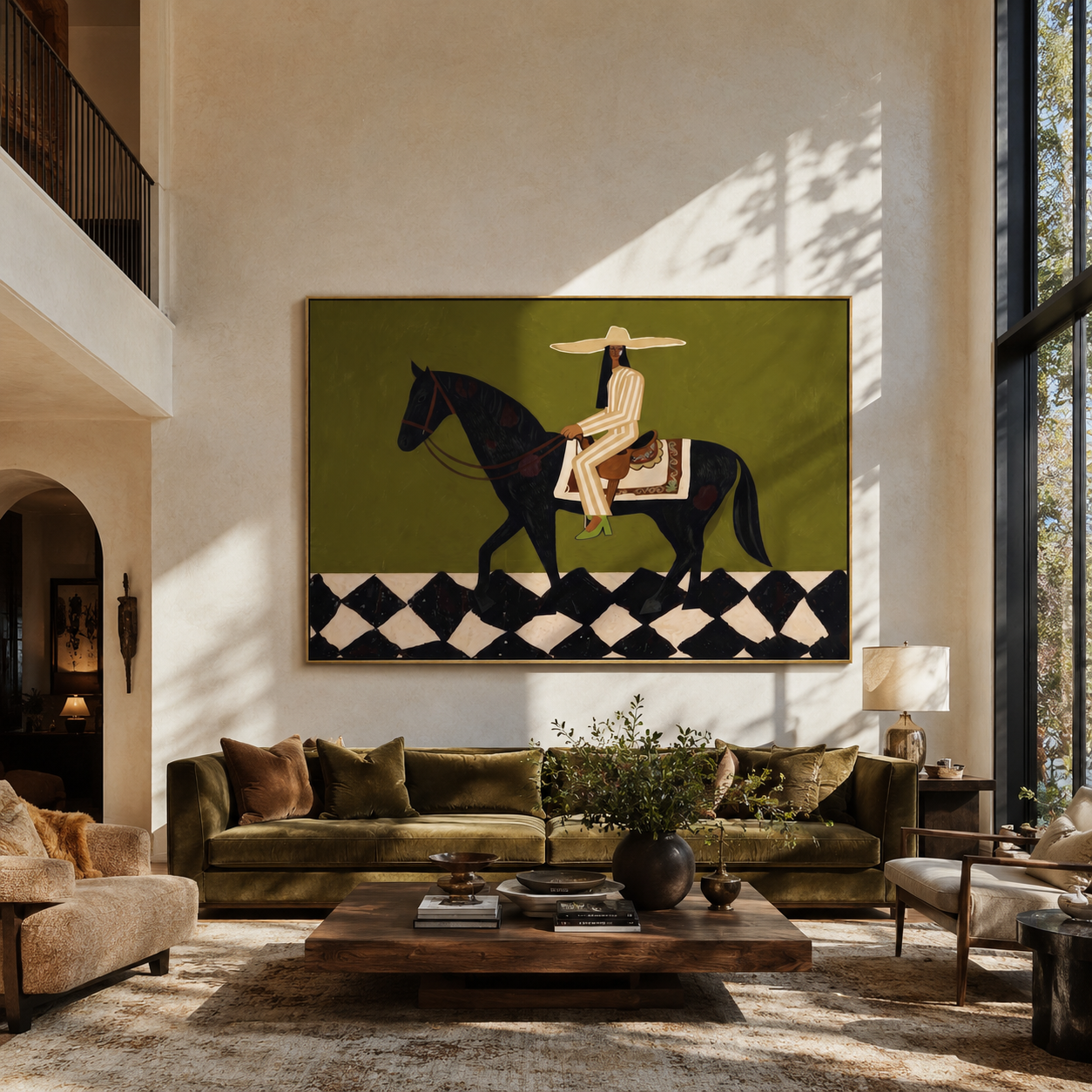Ivory Tailoring Crosses Diamonds displayed in a collected contemporary interior