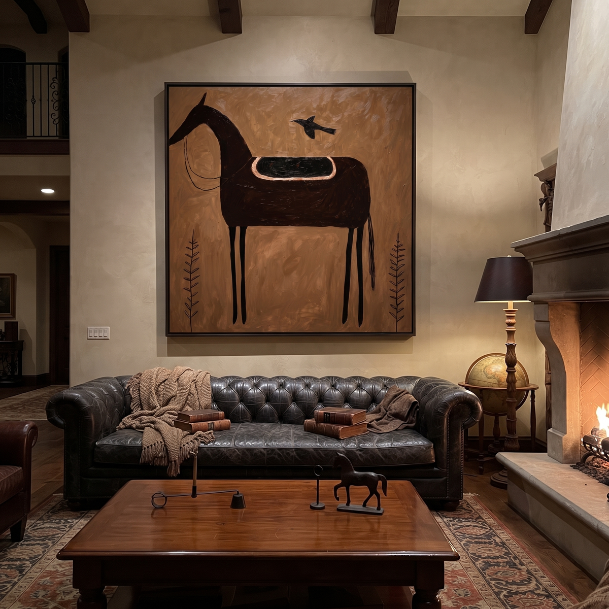 Crow Rests Above Saddle presented as a colorful interior focal point