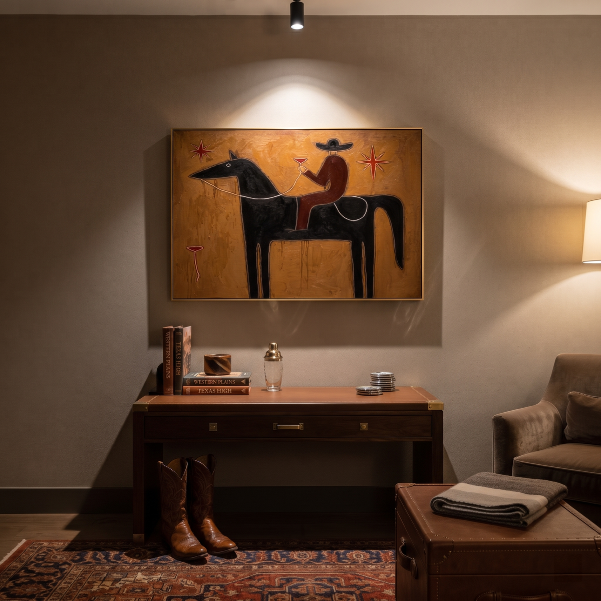Rider Toasts Between Stars displayed in a layered residential setting