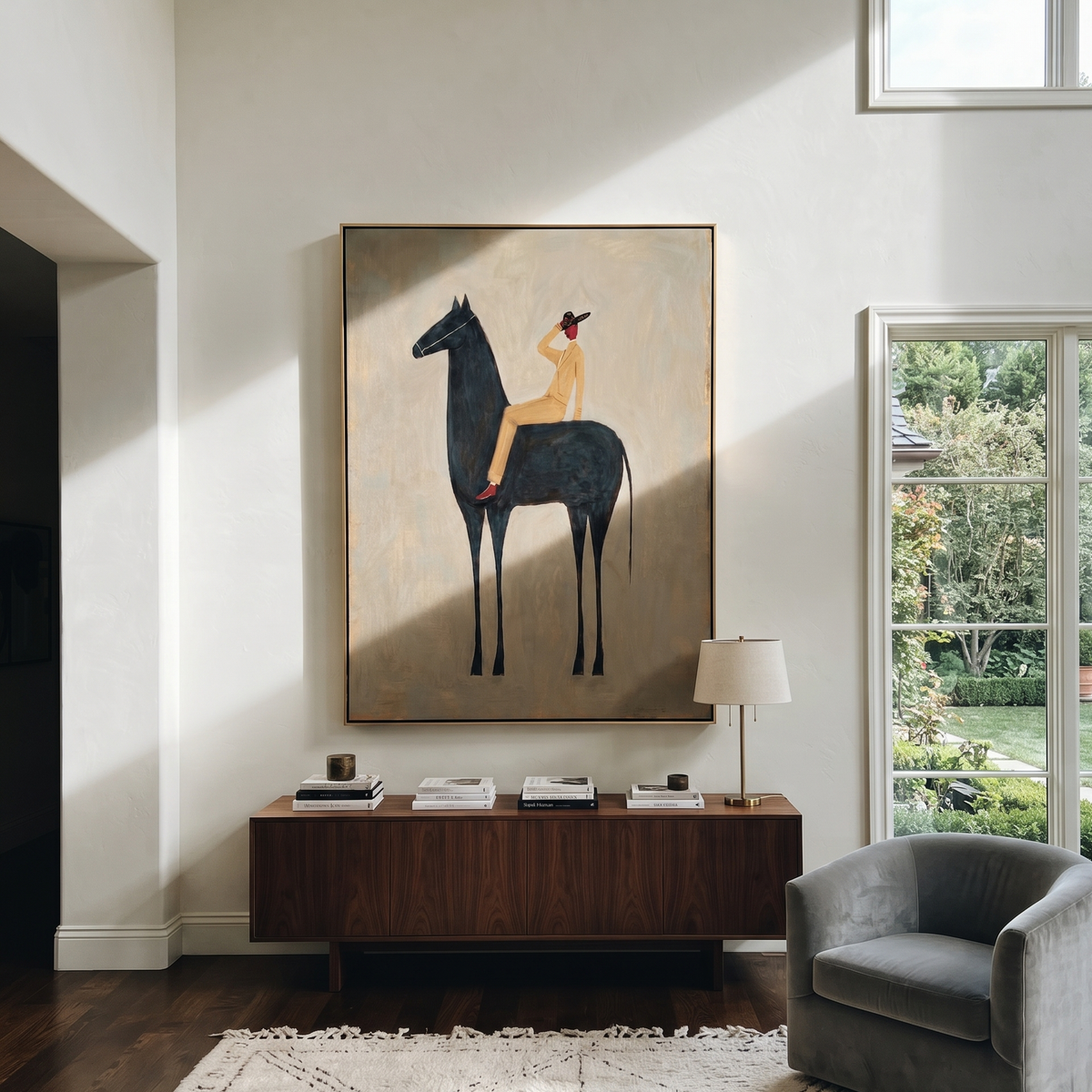 Rider Shades Morning Eyes styled with wood, linen, and modern decor