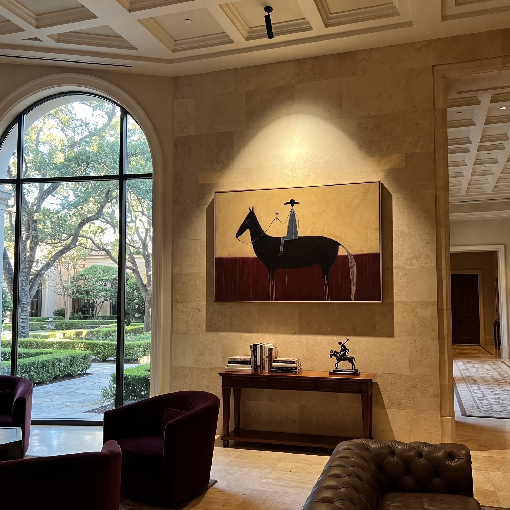 Wine Rises Above Black displayed in a collected contemporary interior
